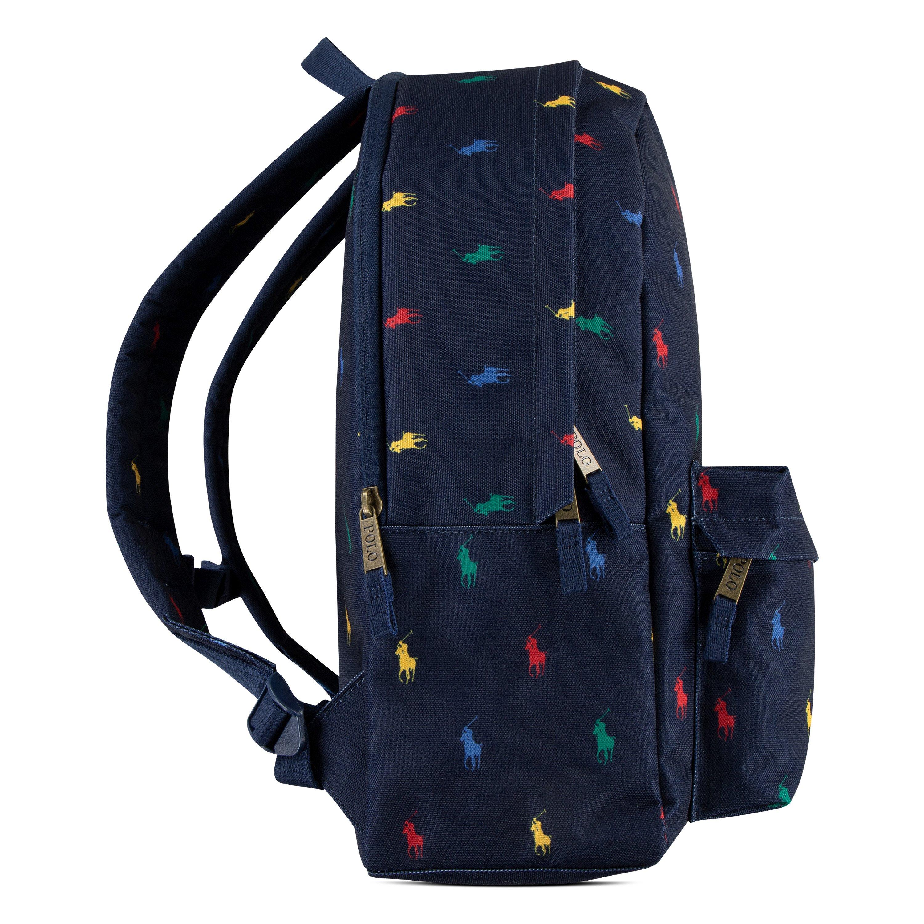 Polo Ralph Lauren Allover Logo Printed Backpack - Navy - NAVY Thumbnail View 3