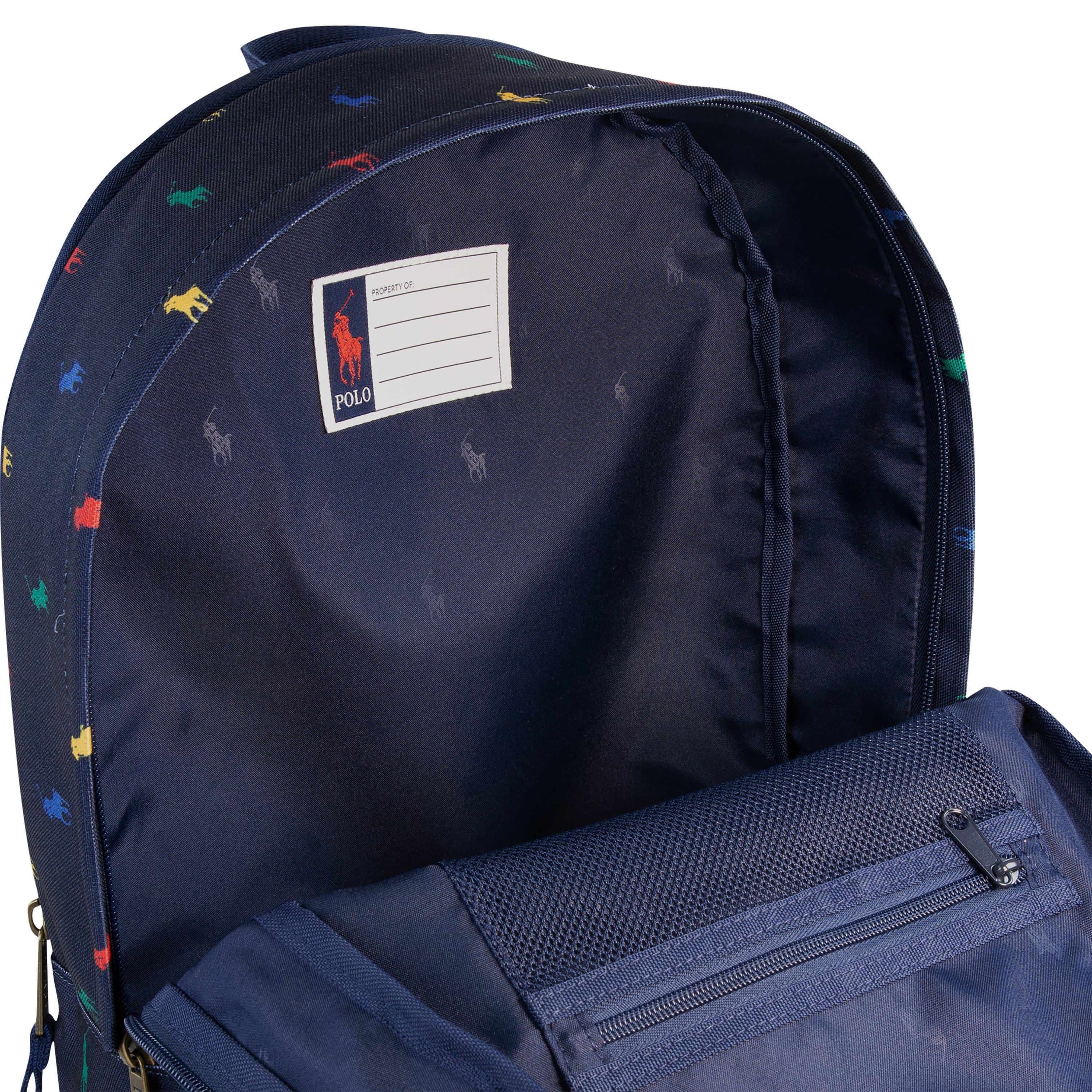 Polo Ralph Lauren Allover Logo Printed Backpack - Navy - NAVY Thumbnail View 6