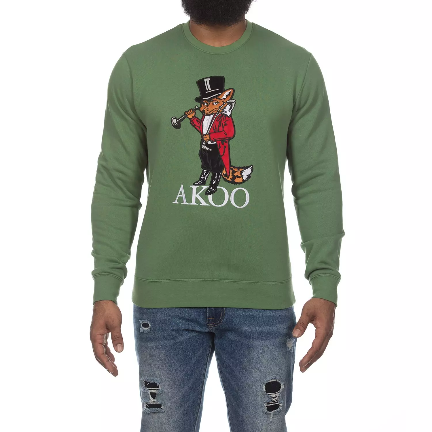 Akoo Fleece Akoo Jogger Set AKOO Men's Slick Fleece Sweatshirt-Green - Main Image