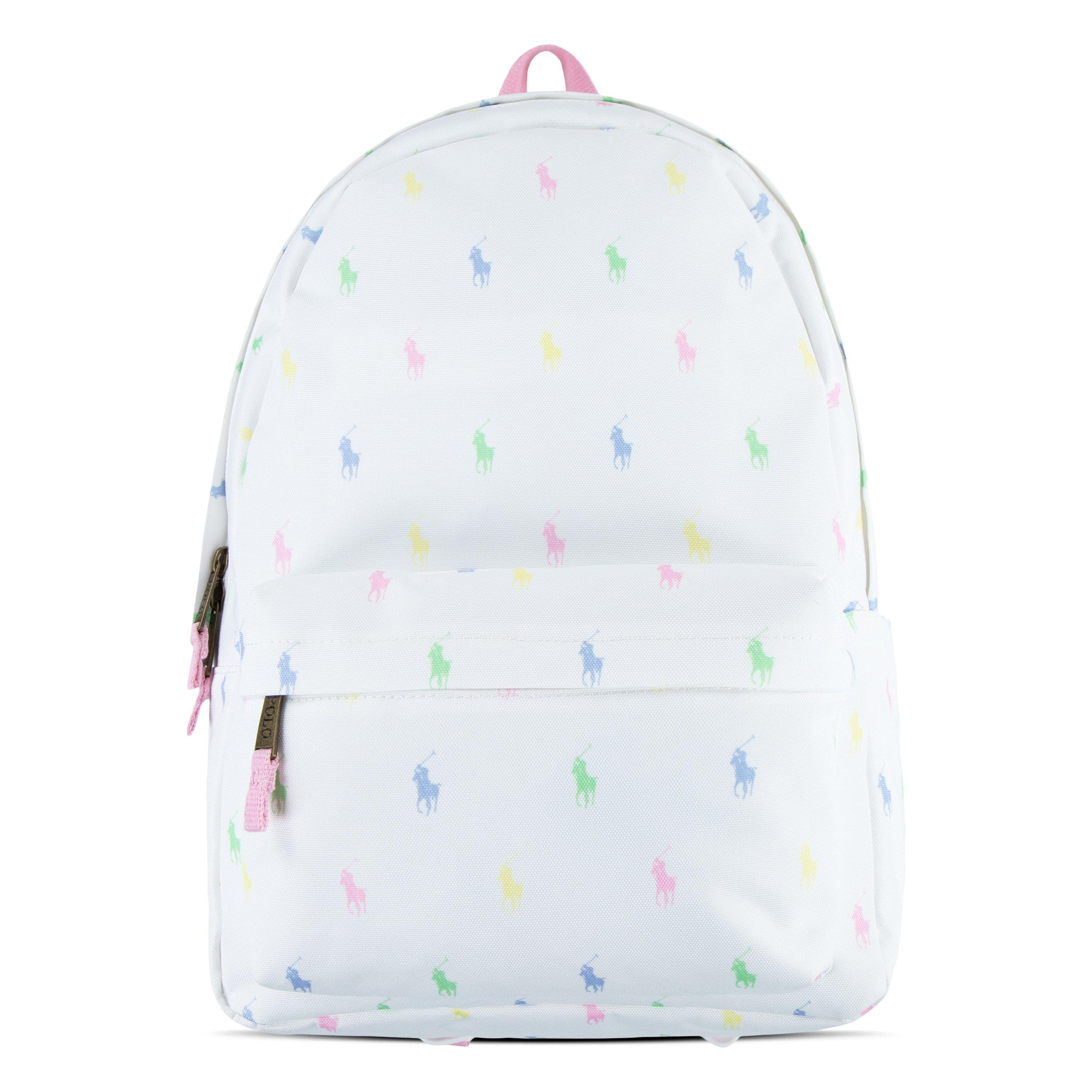Polo Ralph Lauren Allover Logo Printed Backpack - White - WHITE Thumbnail View 1
