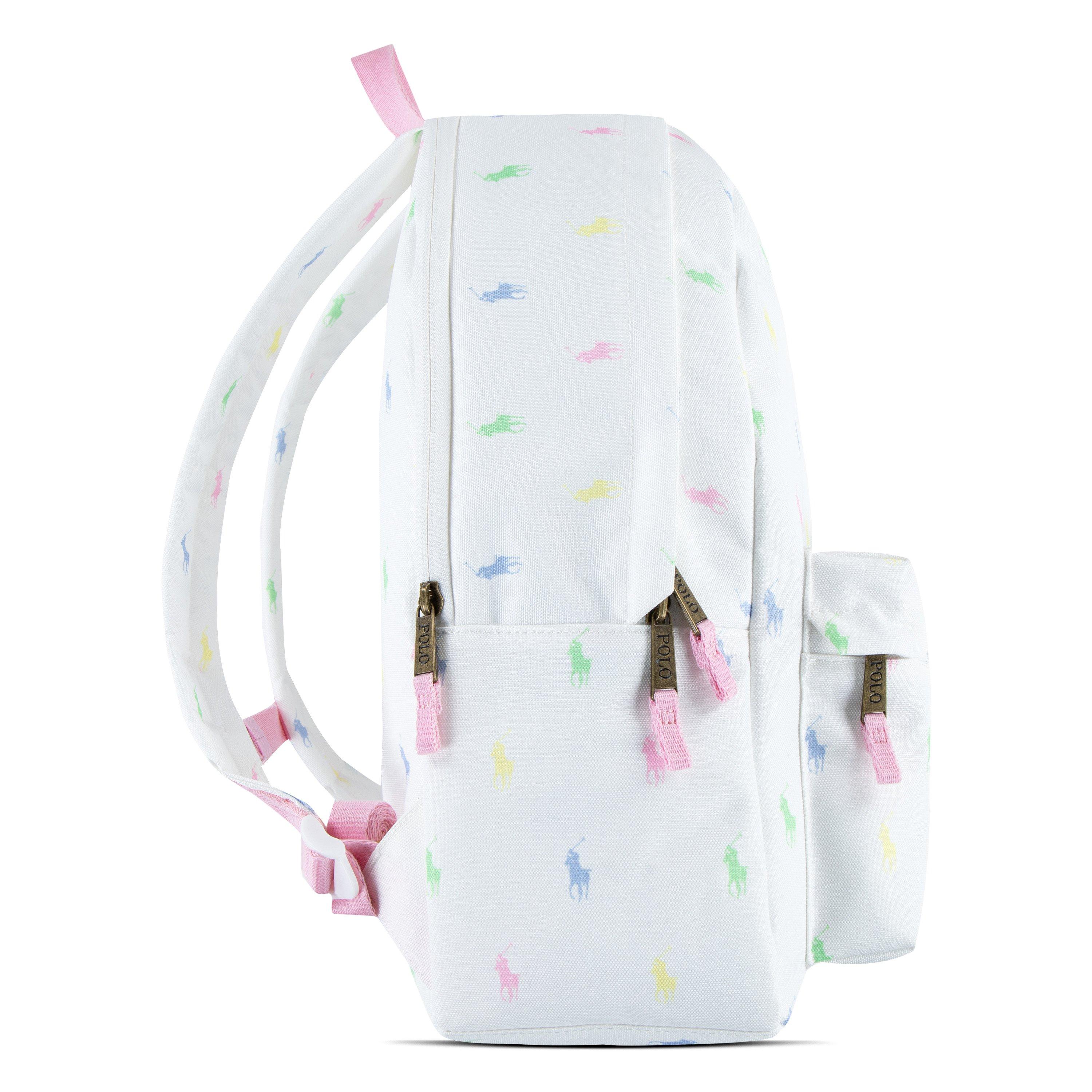 Polo Ralph Lauren Allover Logo Printed Backpack - White - WHITE Thumbnail View 3