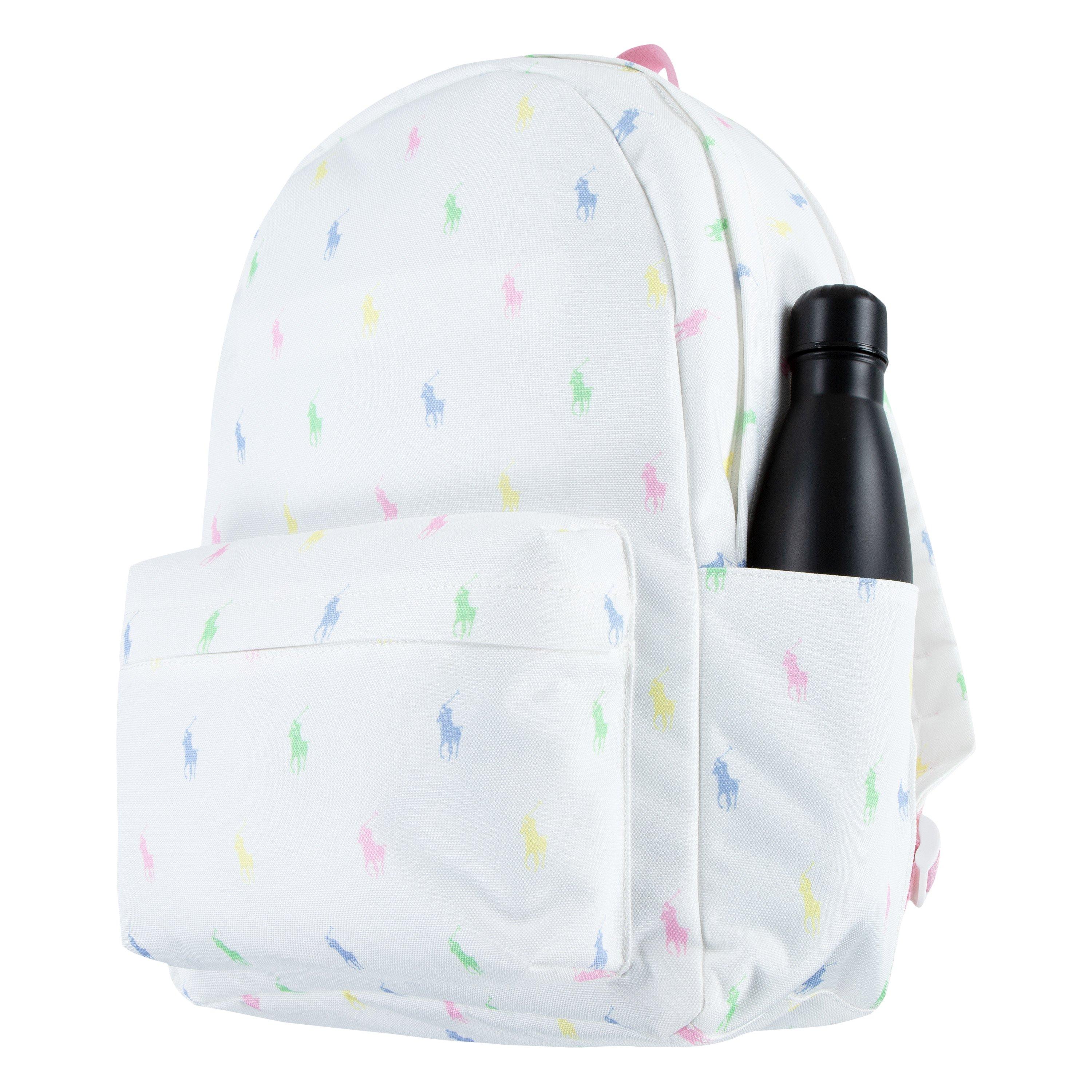 Polo Ralph Lauren Allover Logo Printed Backpack - White - WHITE Thumbnail View 5