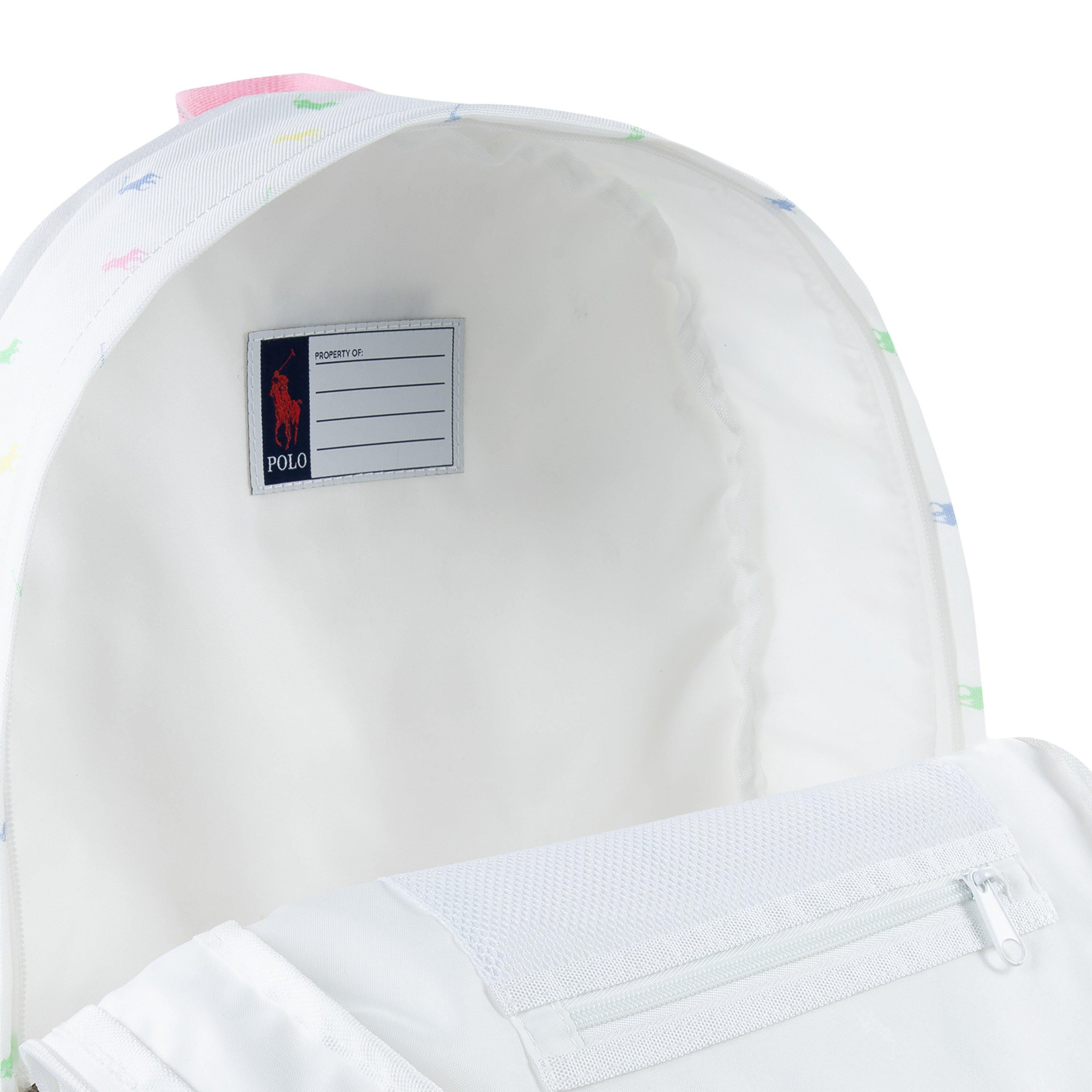 Polo Ralph Lauren Allover Logo Printed Backpack - White - WHITE Thumbnail View 6