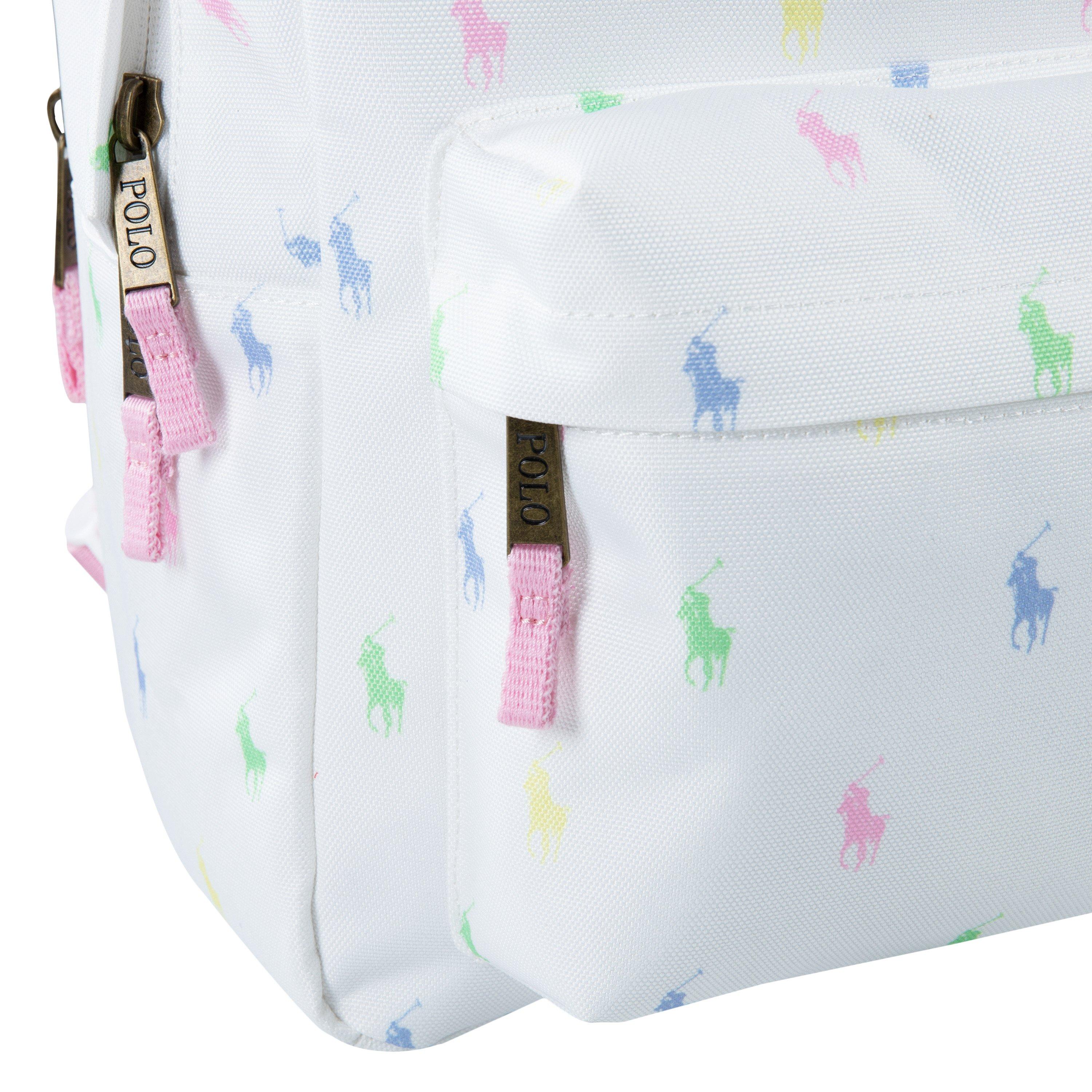 Polo Ralph Lauren Allover Logo Printed Backpack - White - WHITE Thumbnail View 7