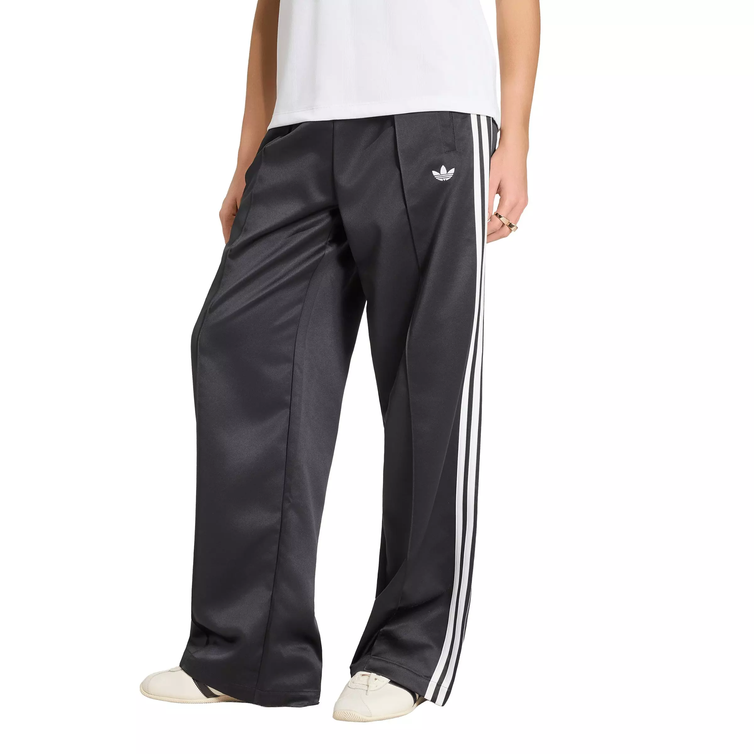adidas Originals Women's Satin SST Loose Track Pant - Black/White - BLACK/WHITE