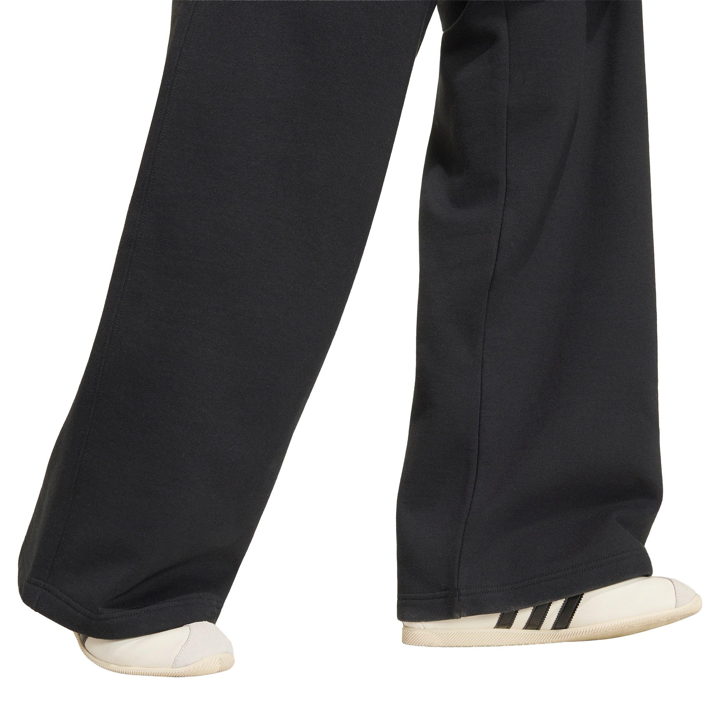 adidas Originals Women's Trefoil Essentials Wide Leg Fleece Pants - Black - BLACK Thumbnail View 4