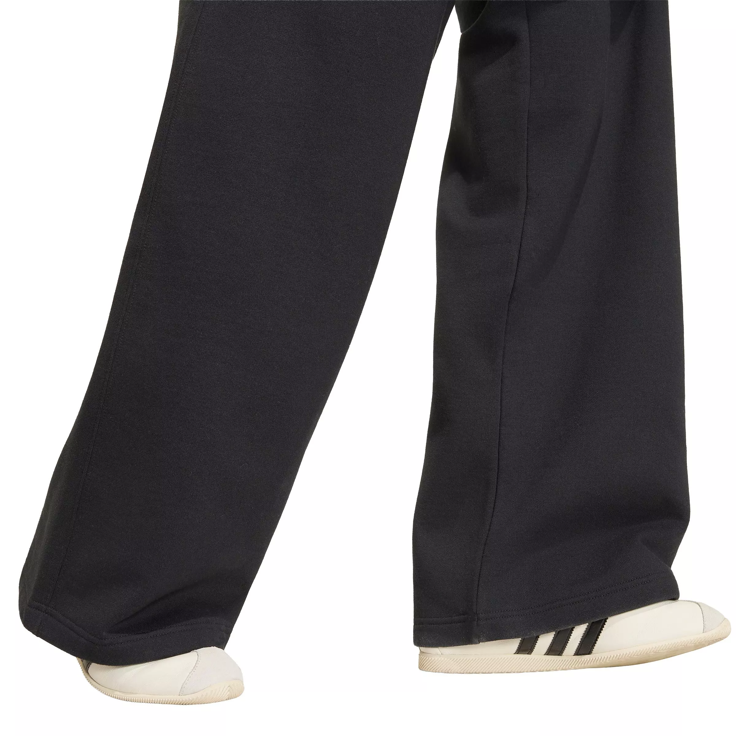 adidas Originals Women's Trefoil Essentials Wide Leg Fleece Pants - Black - BLACK