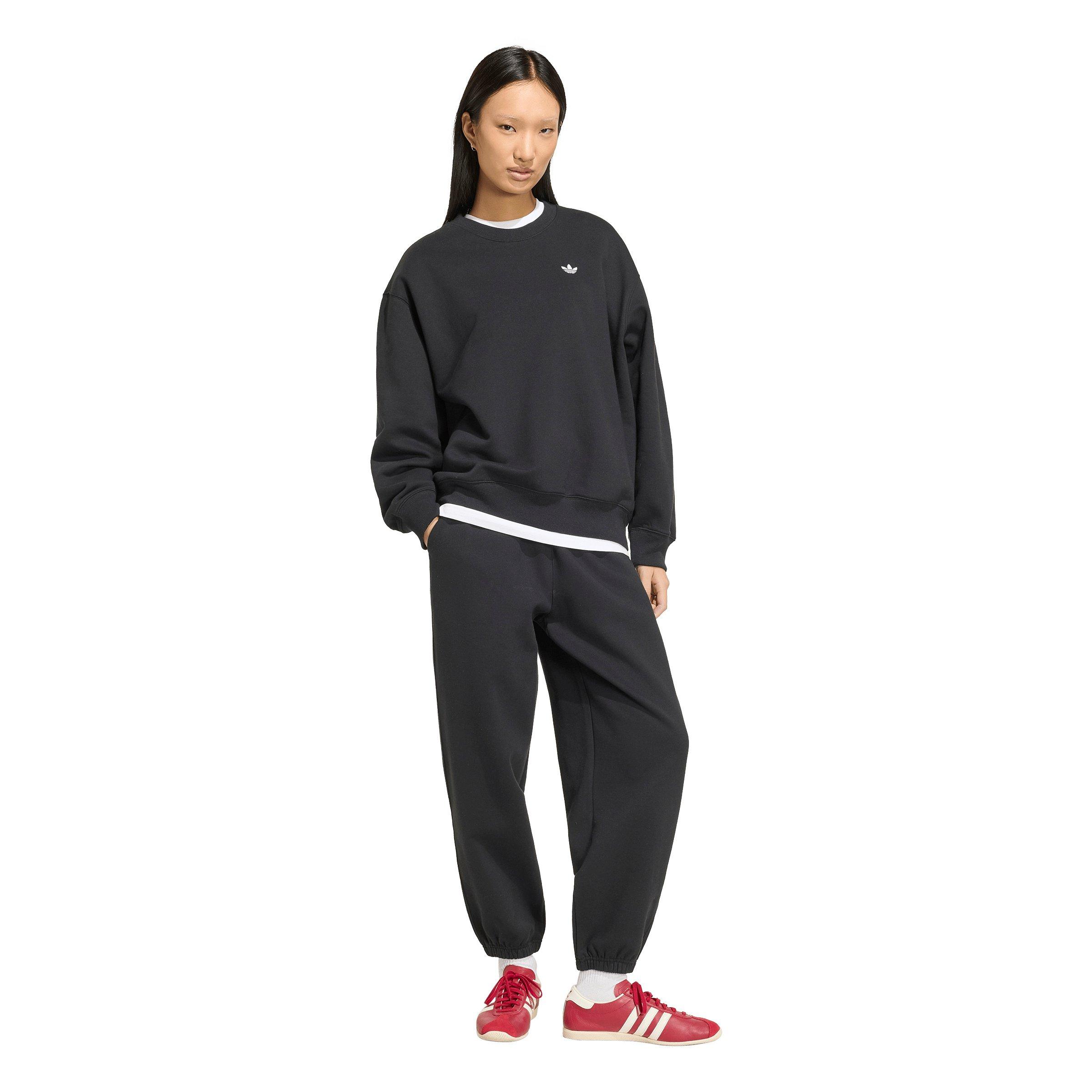 adidas Originals Women's Trefoil Essentials Loose Fleece Joggers - Black - BLACK Thumbnail View 5