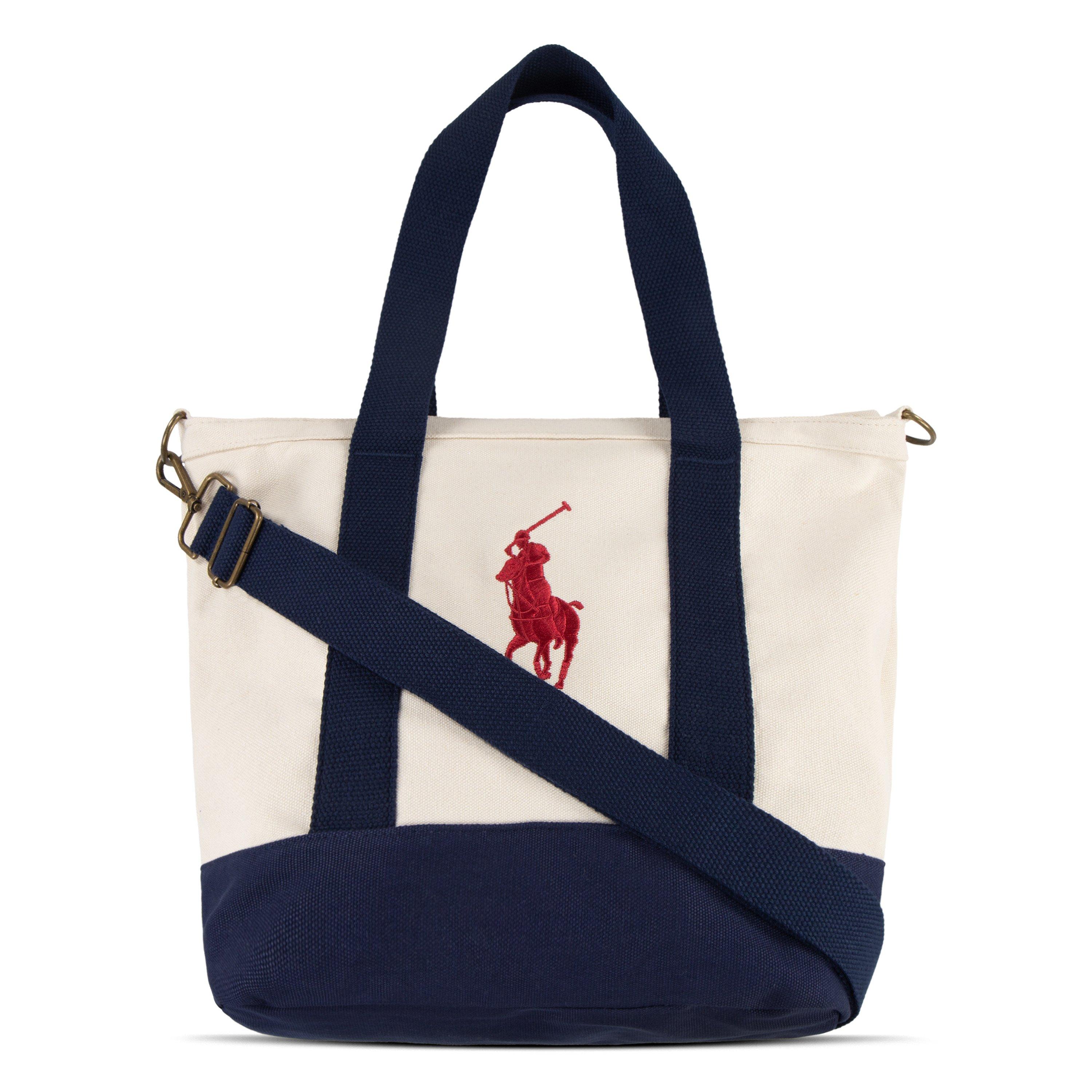 Polo Ralph Lauren Big Pony Player Tote - Beige/Navy - BEIGE/NAVY Thumbnail View 1
