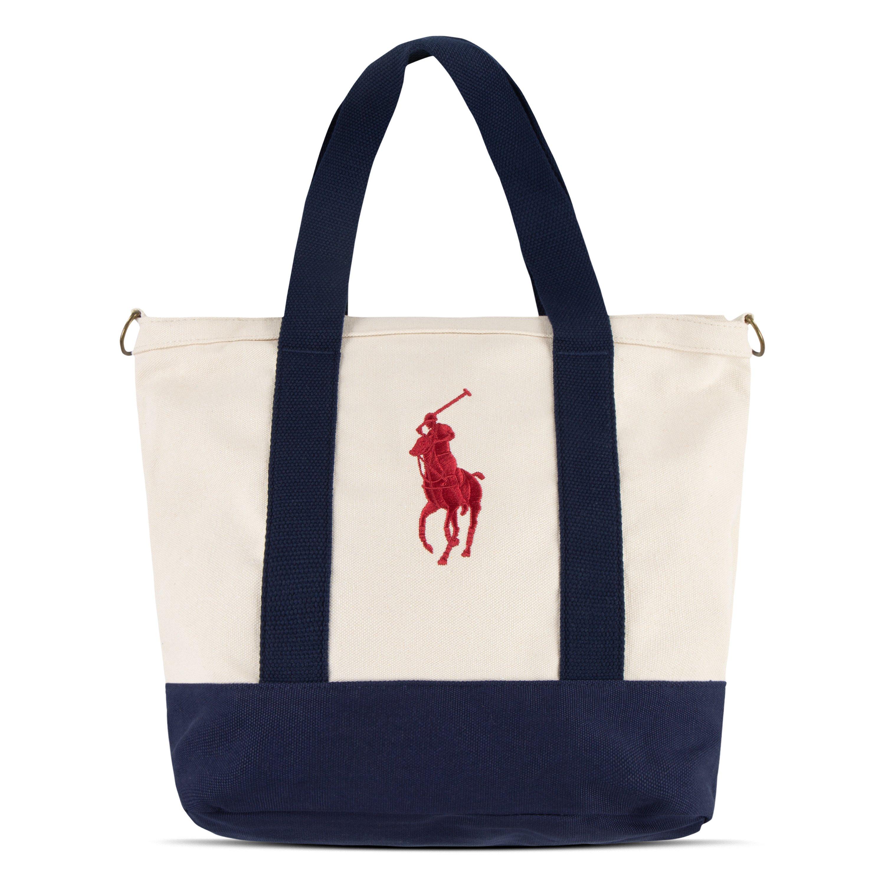 Polo Ralph Lauren Big Pony Player Tote - Beige/Navy - BEIGE/NAVY Thumbnail View 3
