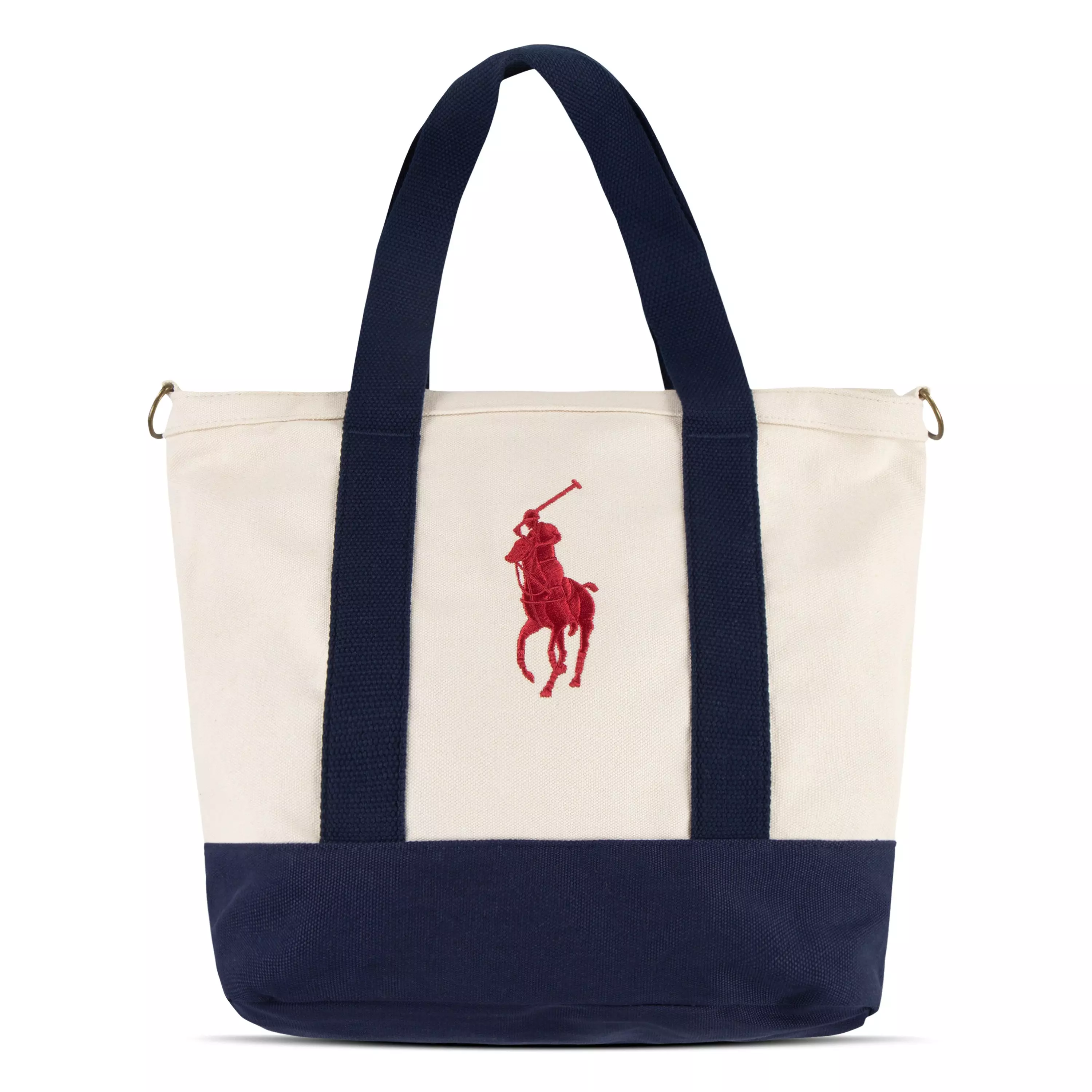 Polo Ralph Lauren Big Pony Player Tote - Beige/Navy - BEIGE/NAVY