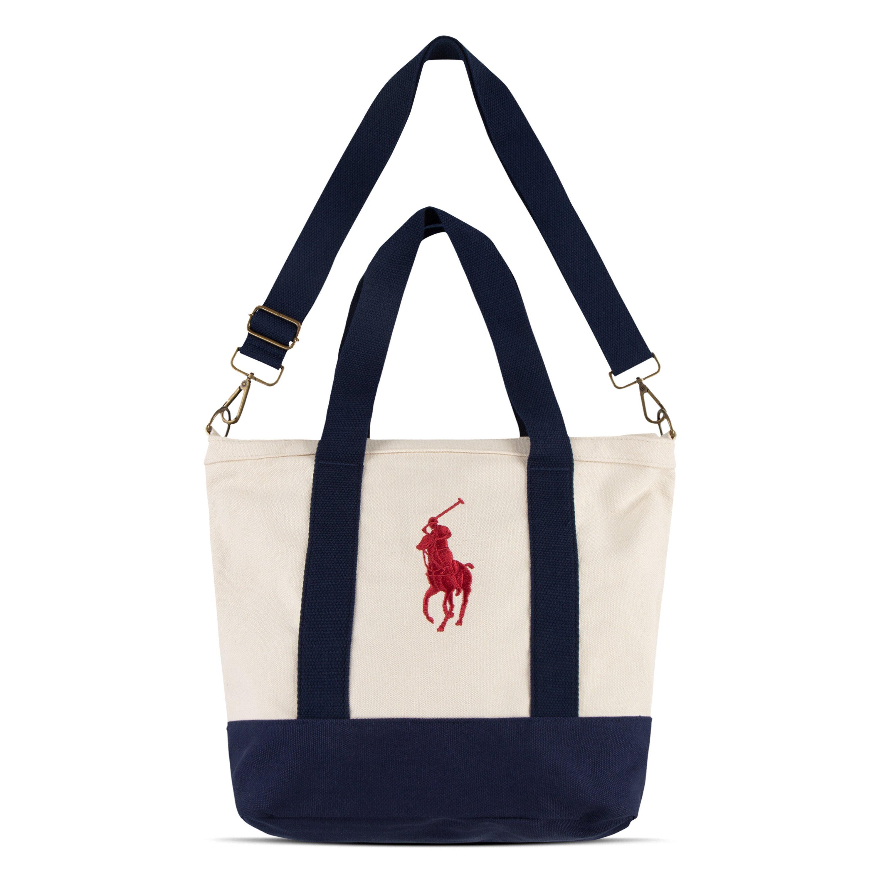 Polo Ralph Lauren Big Pony Player Tote - Beige/Navy - BEIGE/NAVY Thumbnail View 4