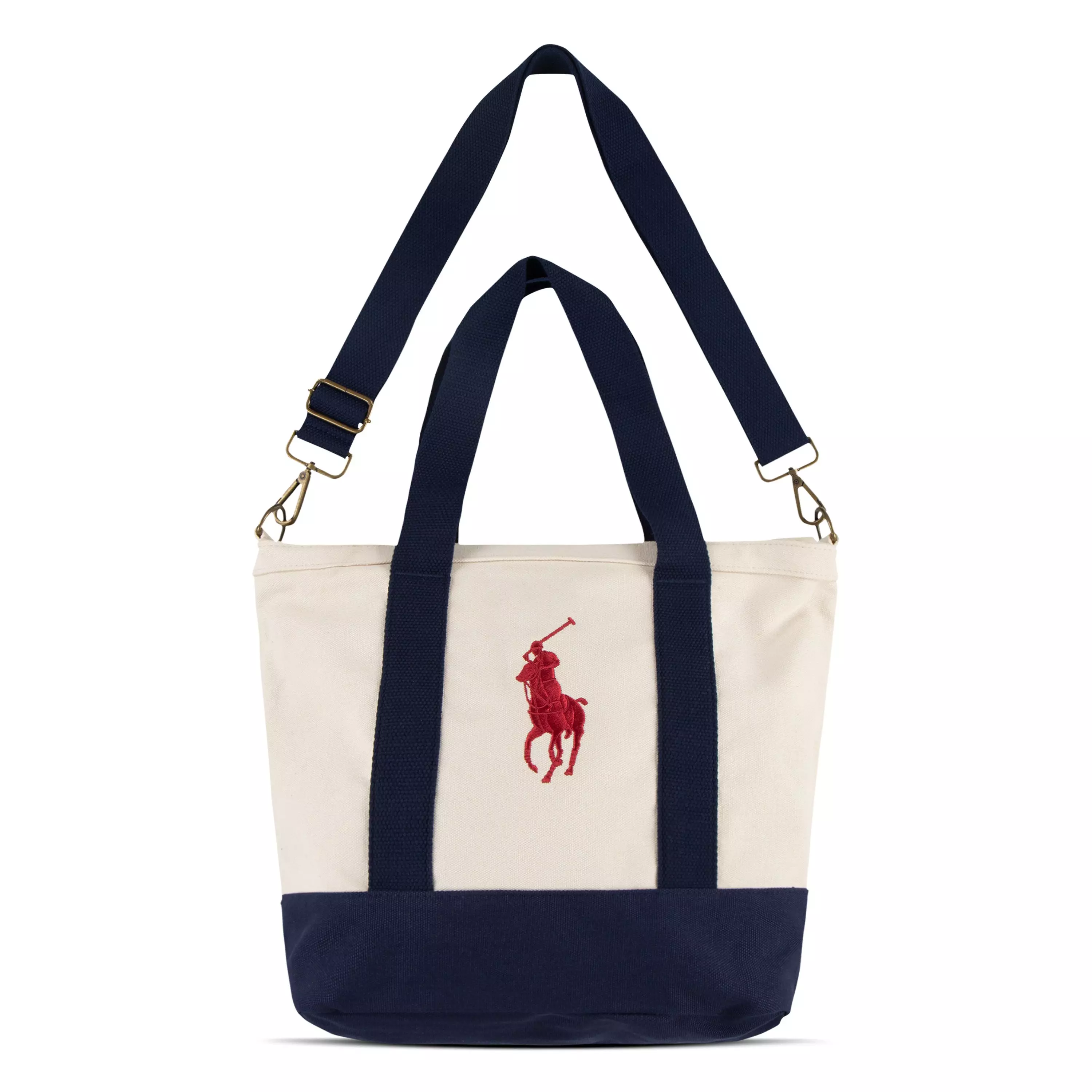 Polo Ralph Lauren Big Pony Player Tote - Beige/Navy - BEIGE/NAVY
