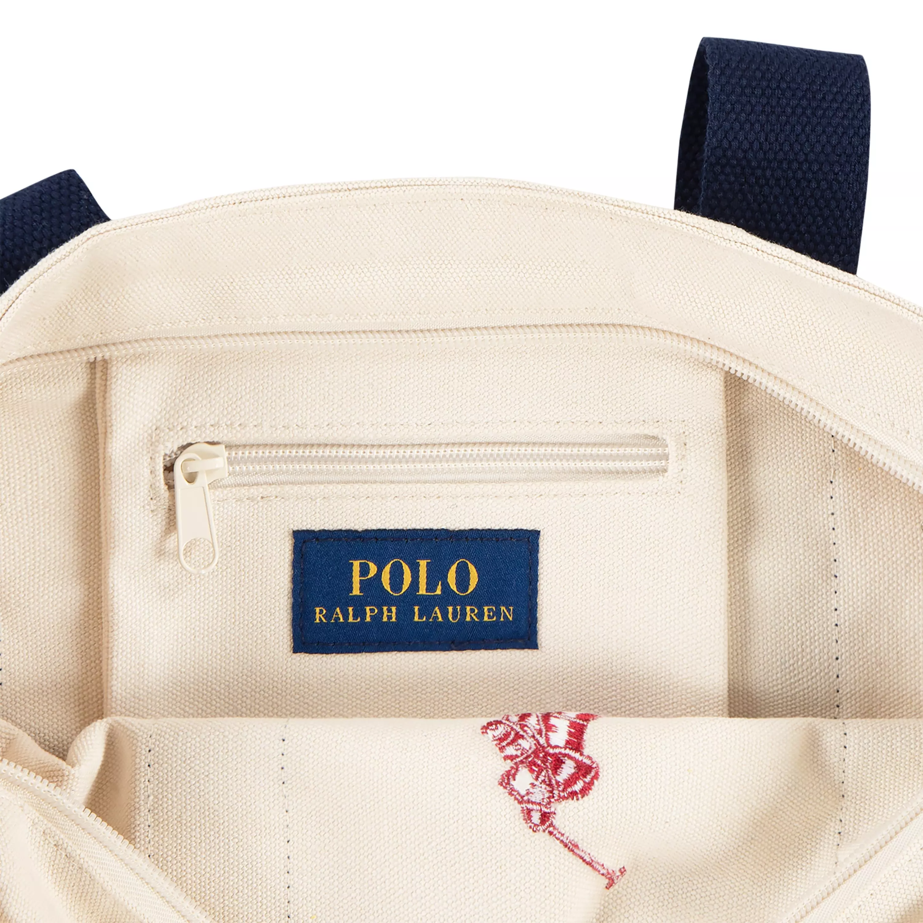 Polo Ralph Lauren Big Pony Player Tote -Beige/Navy - BEIGE/NAVY