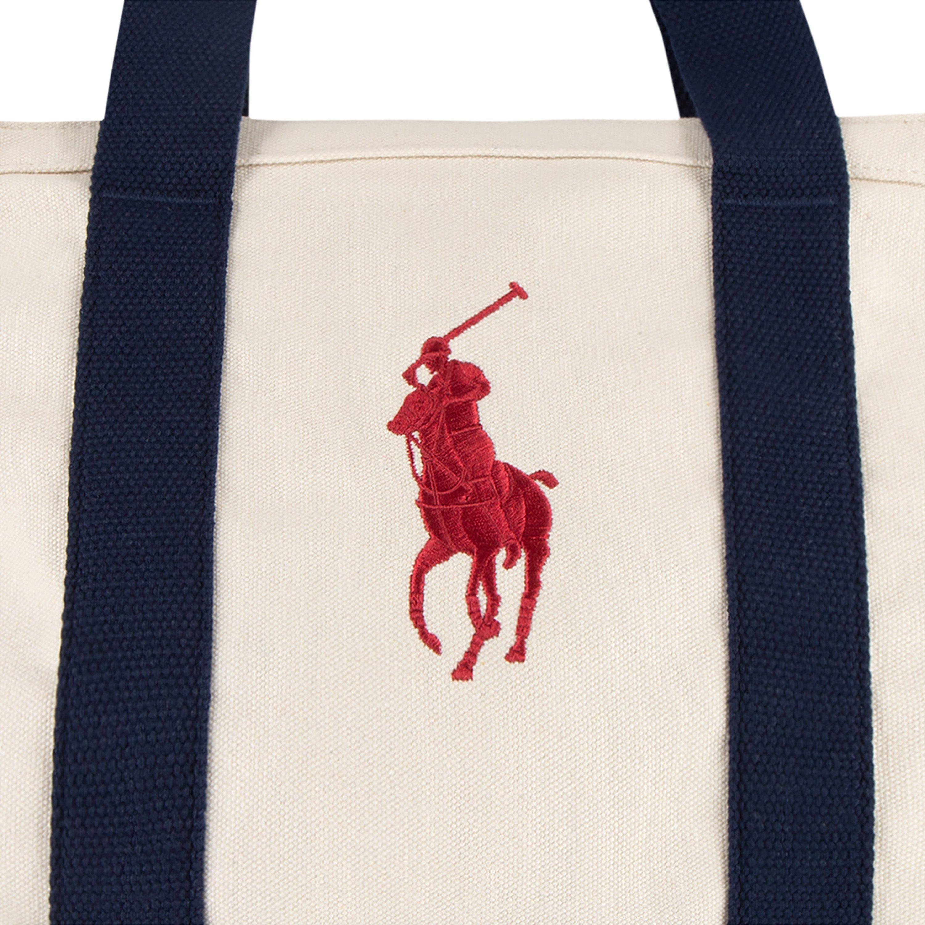 Polo Ralph Lauren Big Pony Player Tote - Beige/Navy - BEIGE/NAVY Thumbnail View 7