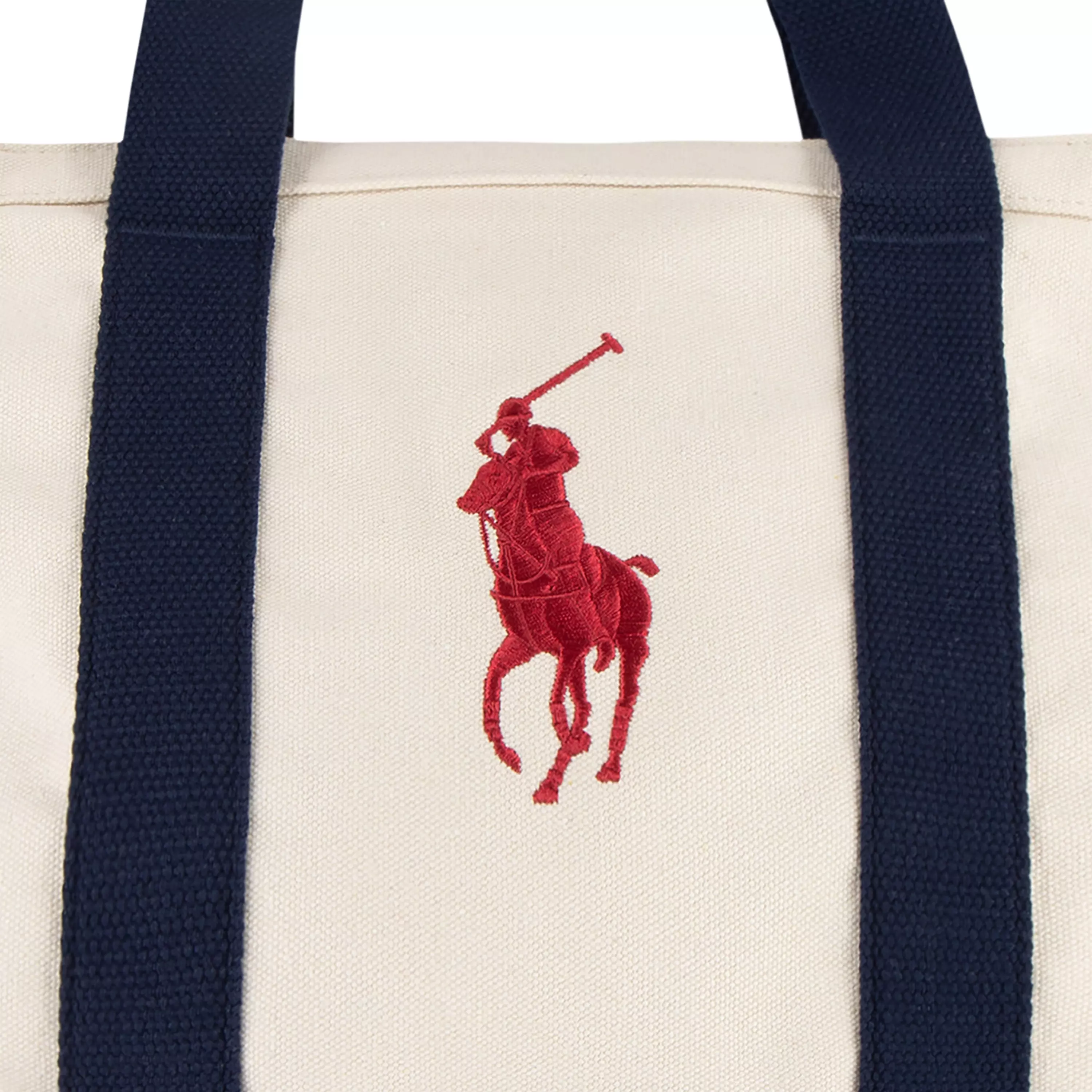 Polo Ralph Lauren Big Pony Player Tote -Beige/Navy - BEIGE/NAVY