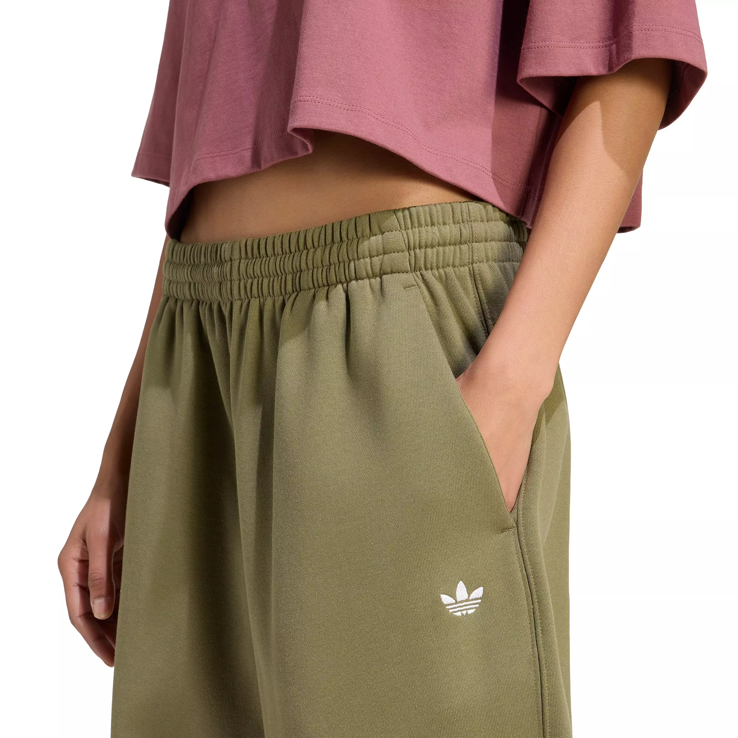 adidas Originals Women's Essentials Loose Fleece Joggers - Olive - OLIVE