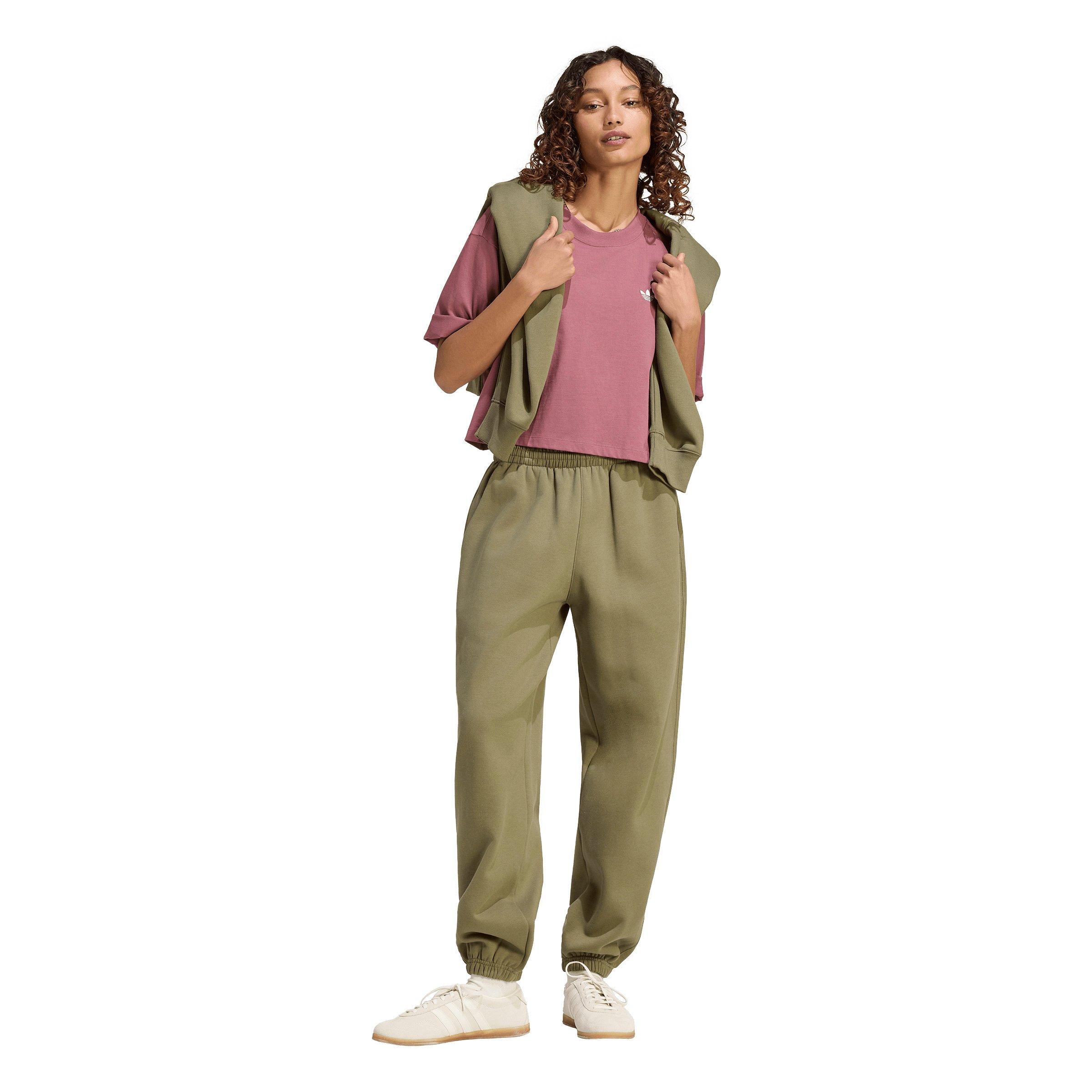 adidas Originals Women's Essentials Loose Fleece Joggers - Olive - OLIVE Thumbnail View 5