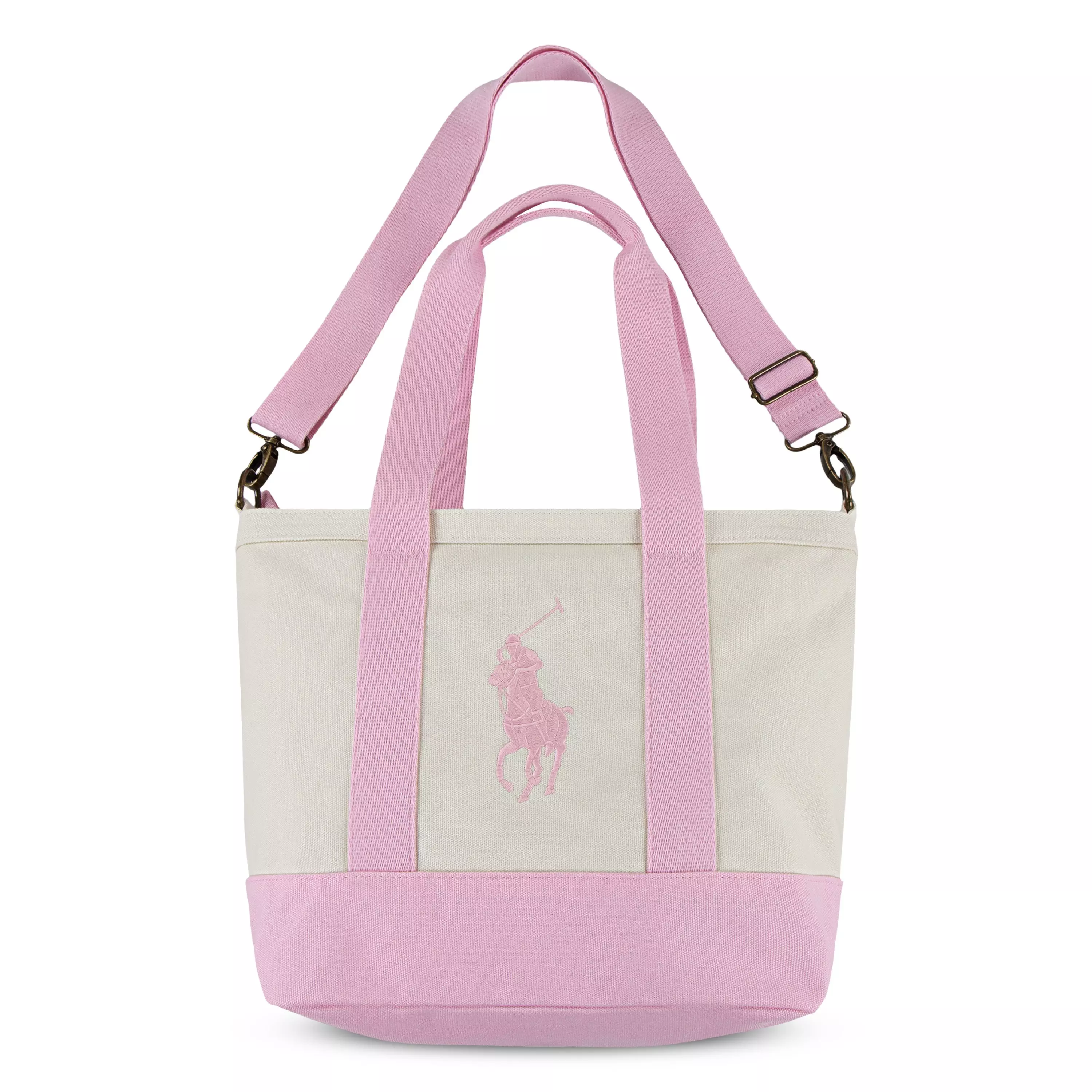 Polo Ralph Lauren Big Pony Player Tote - Beige/Pink - BEIGE/PINK