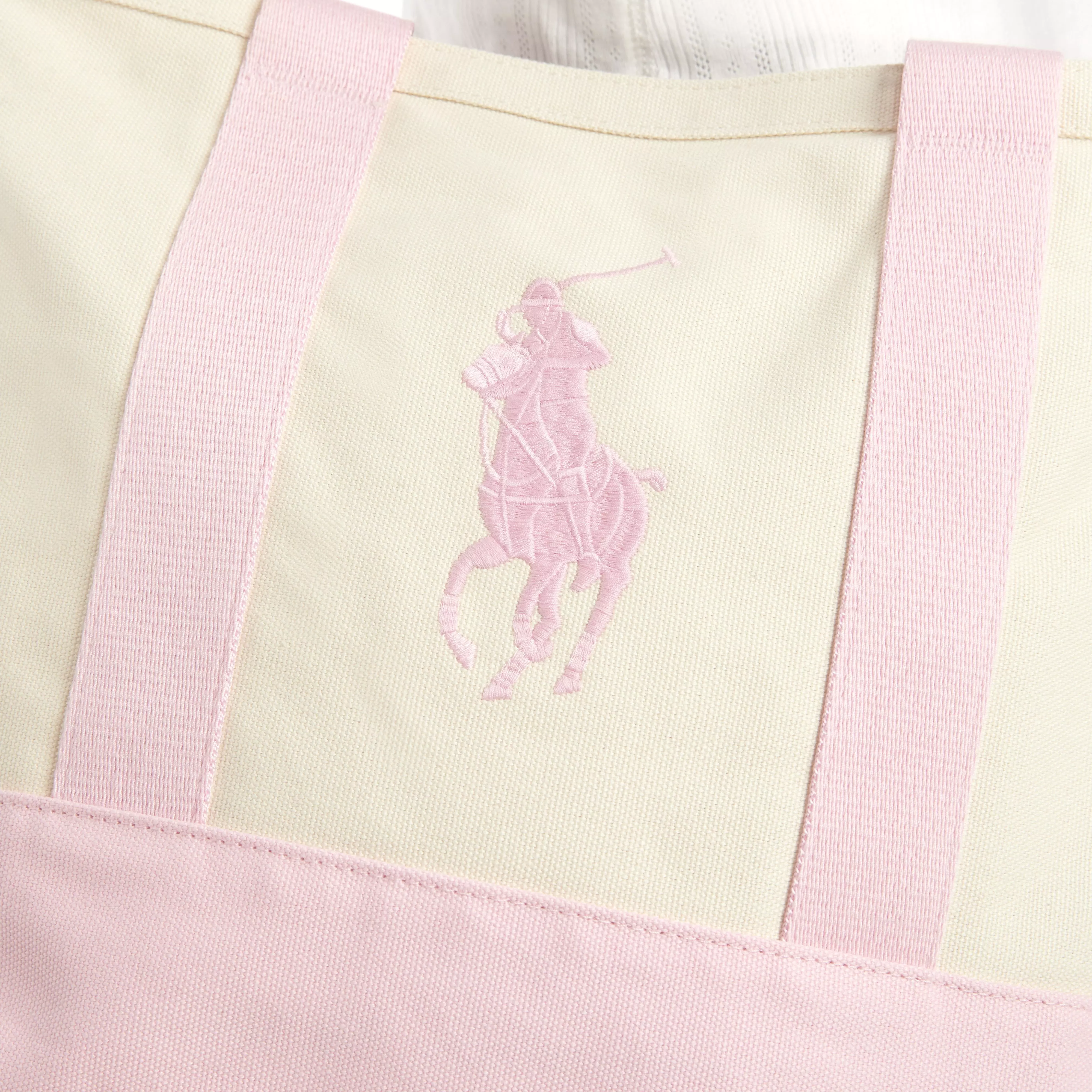 Polo Ralph Lauren Big Pony Player Tote -Beige/Pink - BEIGE/PINK