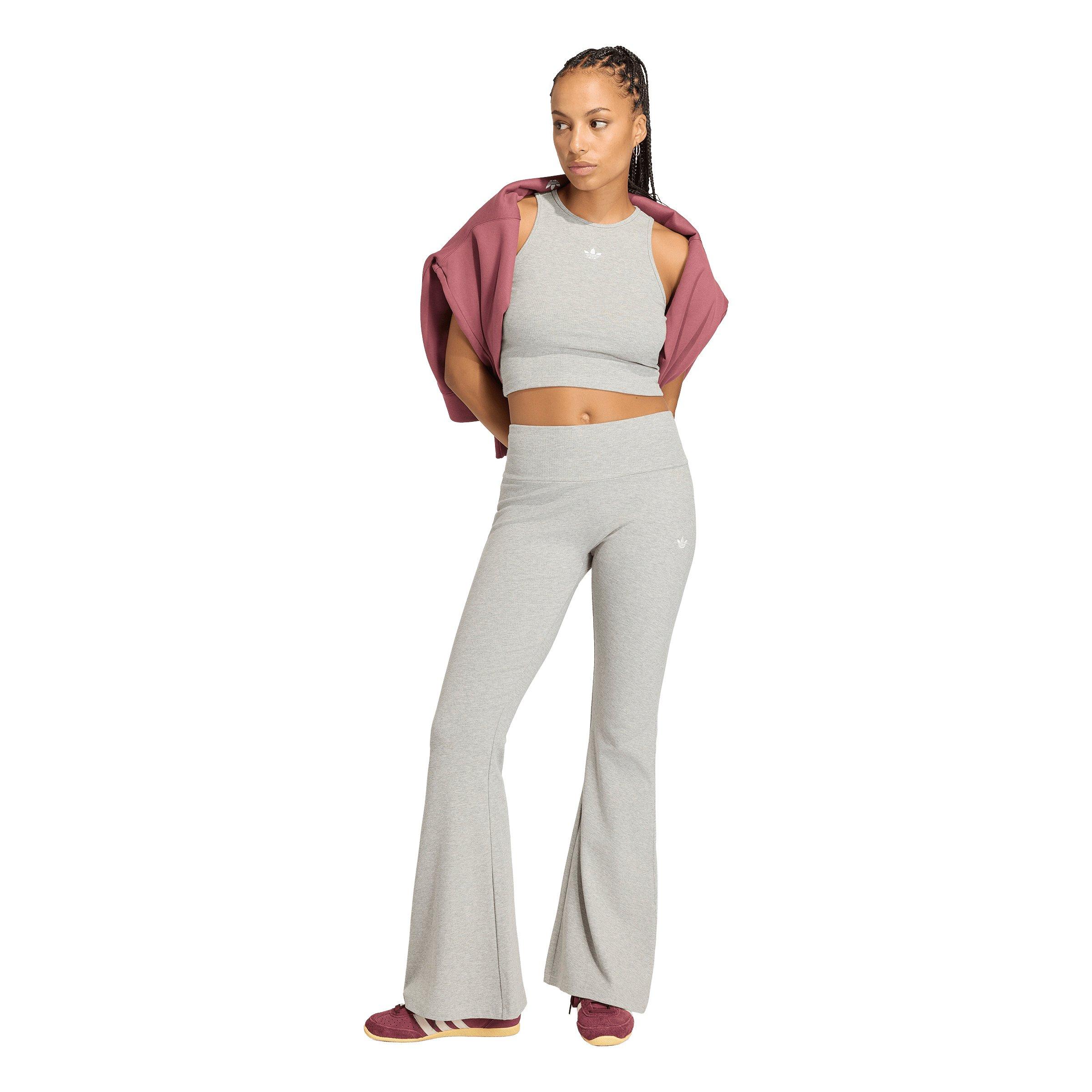 adidas Originals Women's Essentials Rib Flared Leggings - Grey - GREY Thumbnail View 5