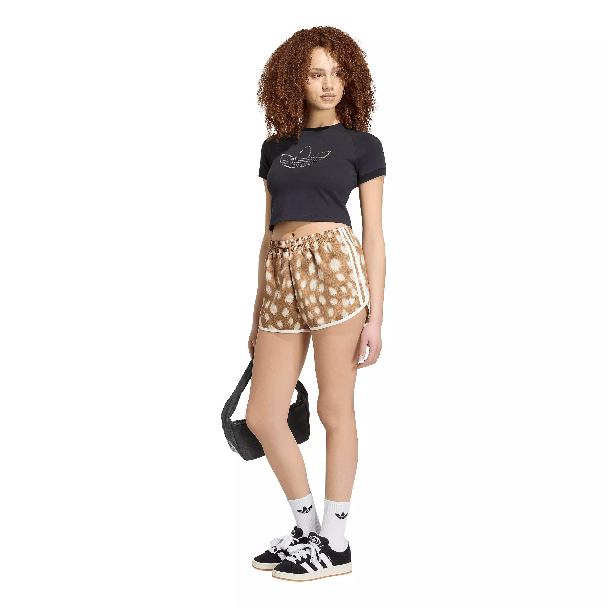 adidas Originals Women's Animal Print Sprinter Shorts - Lt Brown - LT BROWN