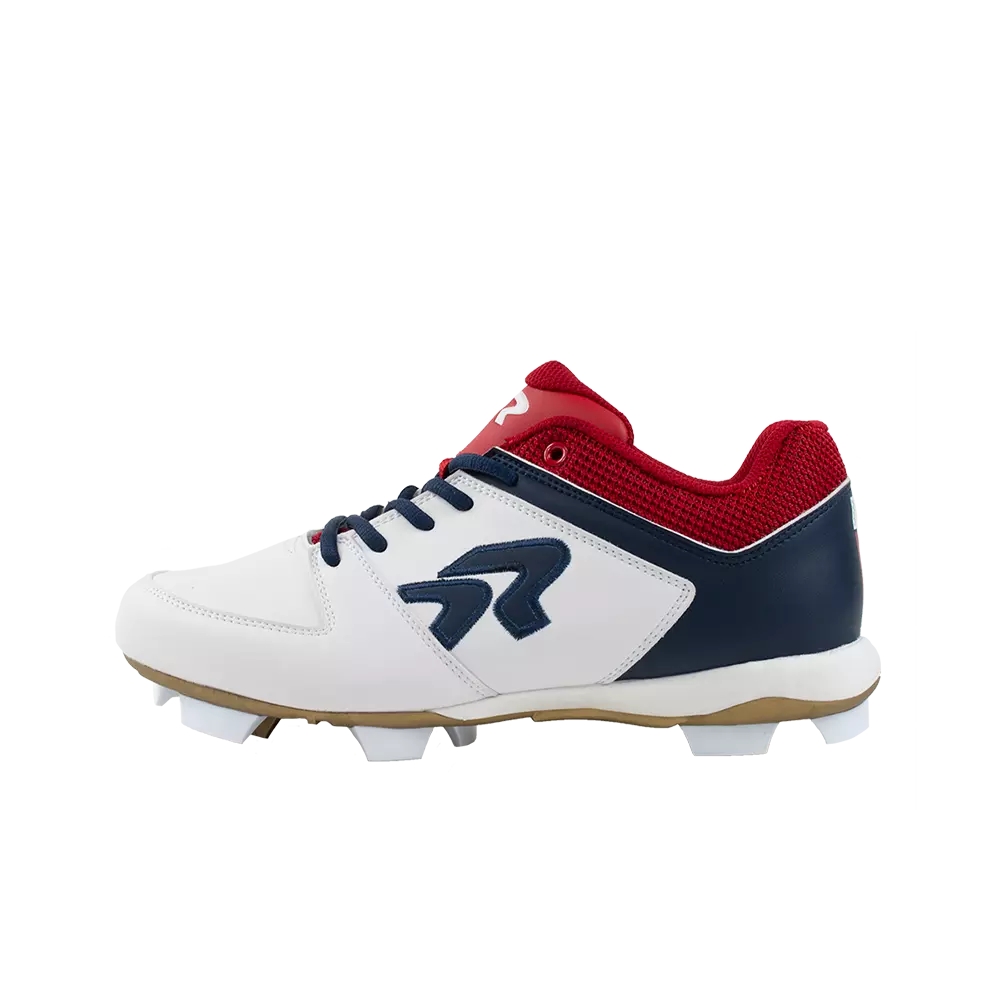RIP-IT Ringor Flite American Spirit "White/Navy/Red" Women's Softball Cleat - WHITE/NAVY/RED
