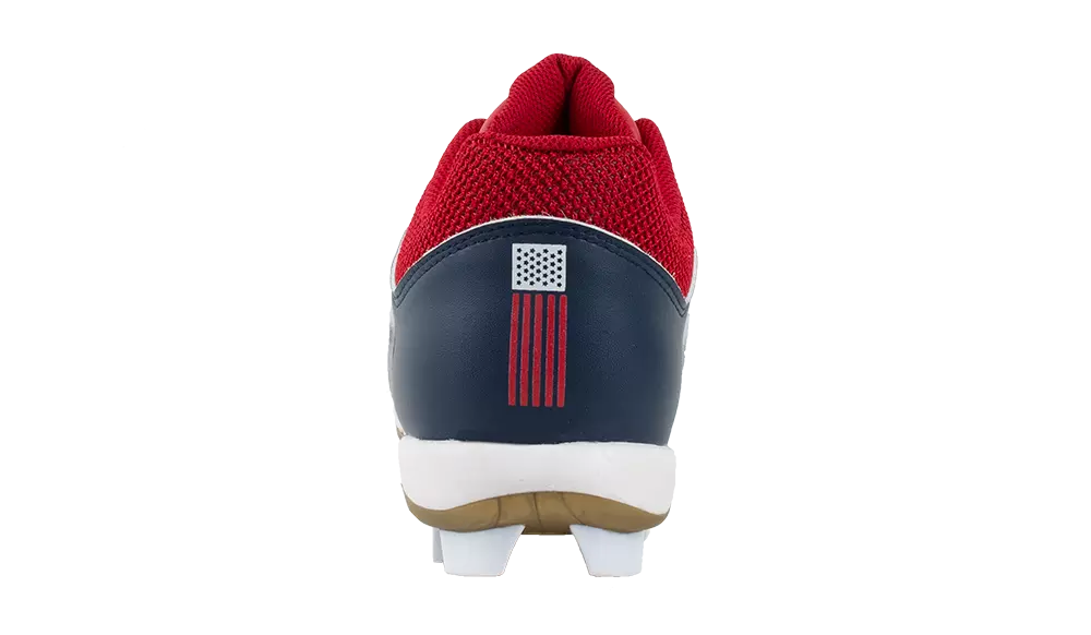 RIP-IT Ringor Flite American Spirit "White/Navy/Red" Women's Softball Cleat - WHITE/NAVY/RED