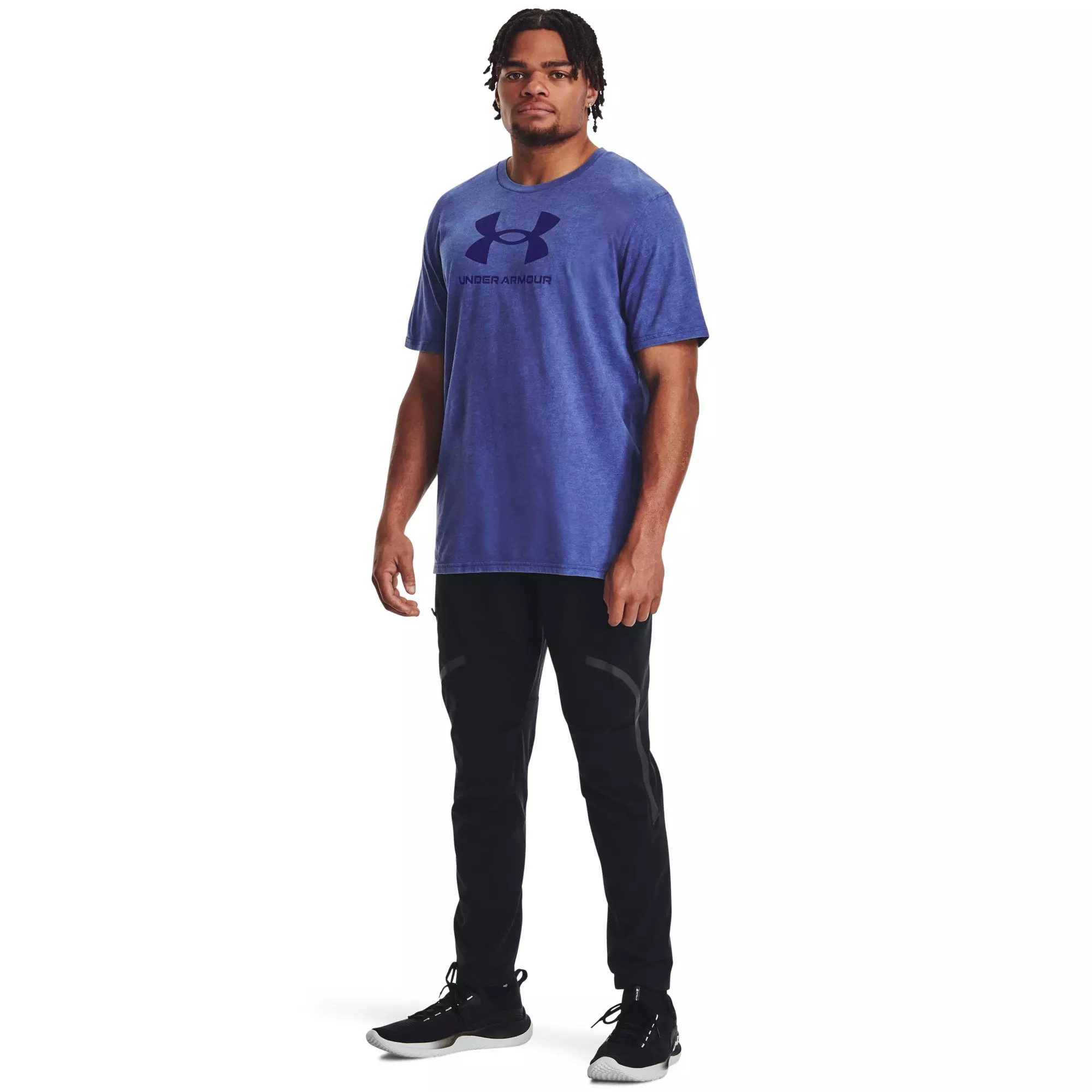 Under Armour Men's Wash Tonal Sportstyle Short Sleeve Shirt - BLUE