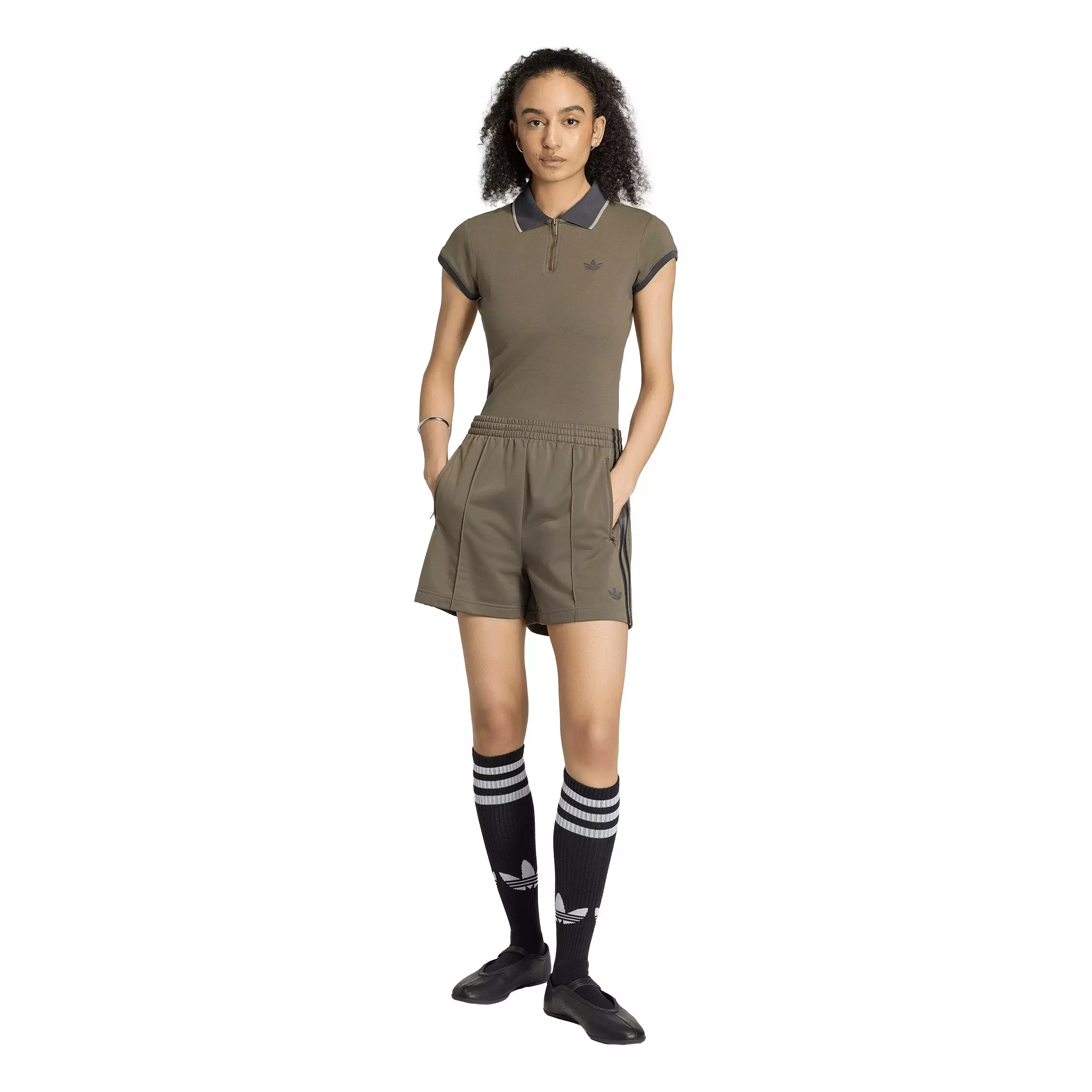 adidas Originals Women's Firebird Classic Shorts - Brown/Black - BROWN/BLACK