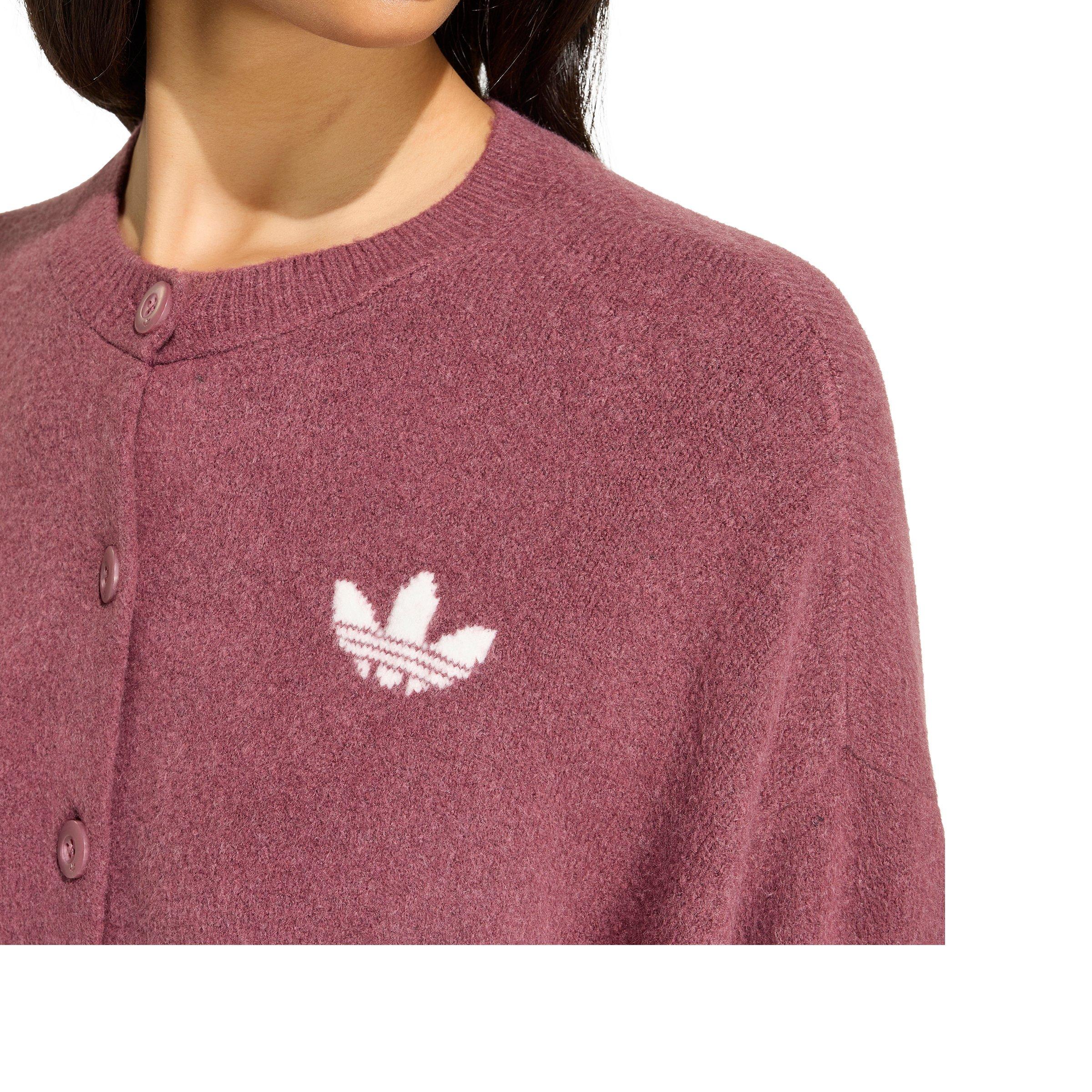 adidas Originals Women's Essentials Knit Cardigan - Light Maroon - LIGHT MAROON