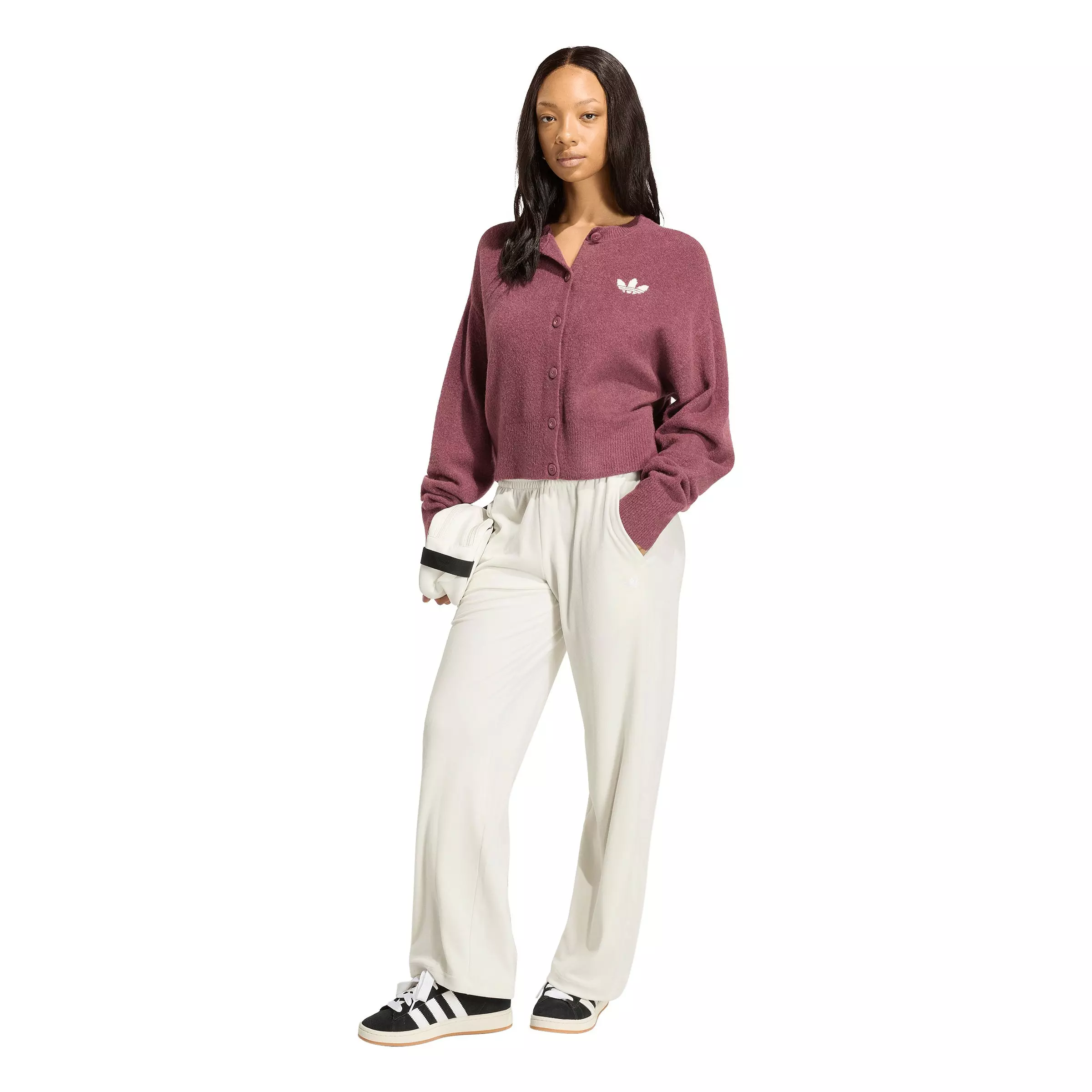 adidas Originals Women's Essentials Knit Cardigan - Light Maroon - LIGHT MAROON