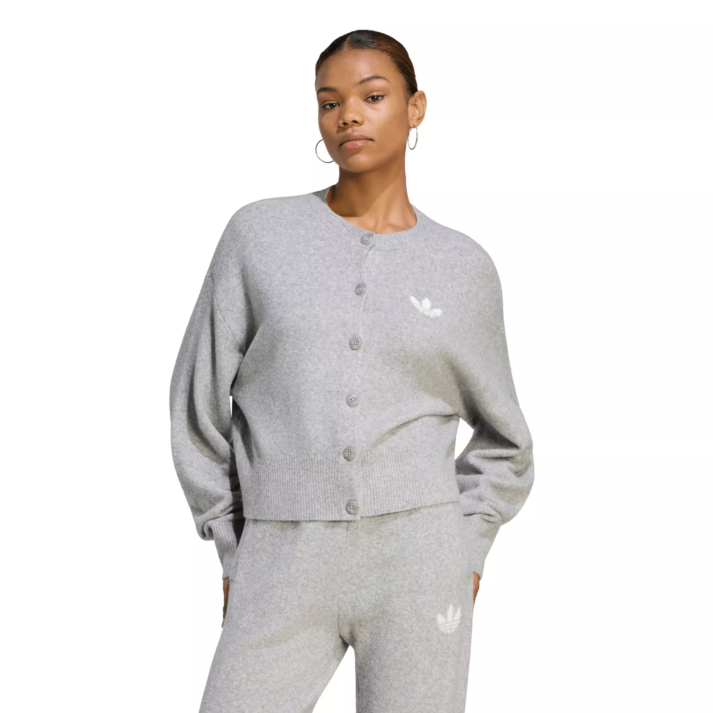 adidas Originals Women's Essentials Knit Cardigan - Grey - GREY