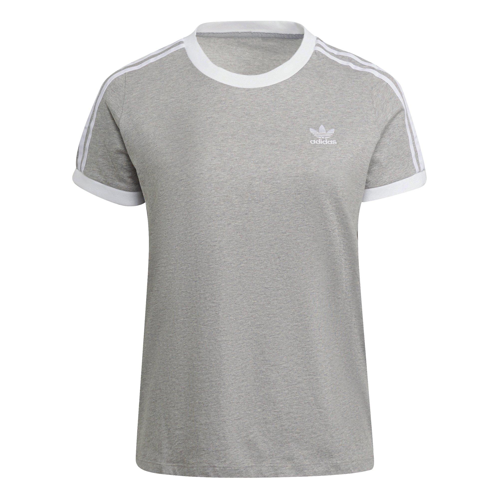 adidas Women's "Grey" 3-Stripes Tee (Plus Size) - GREY Thumbnail View 6