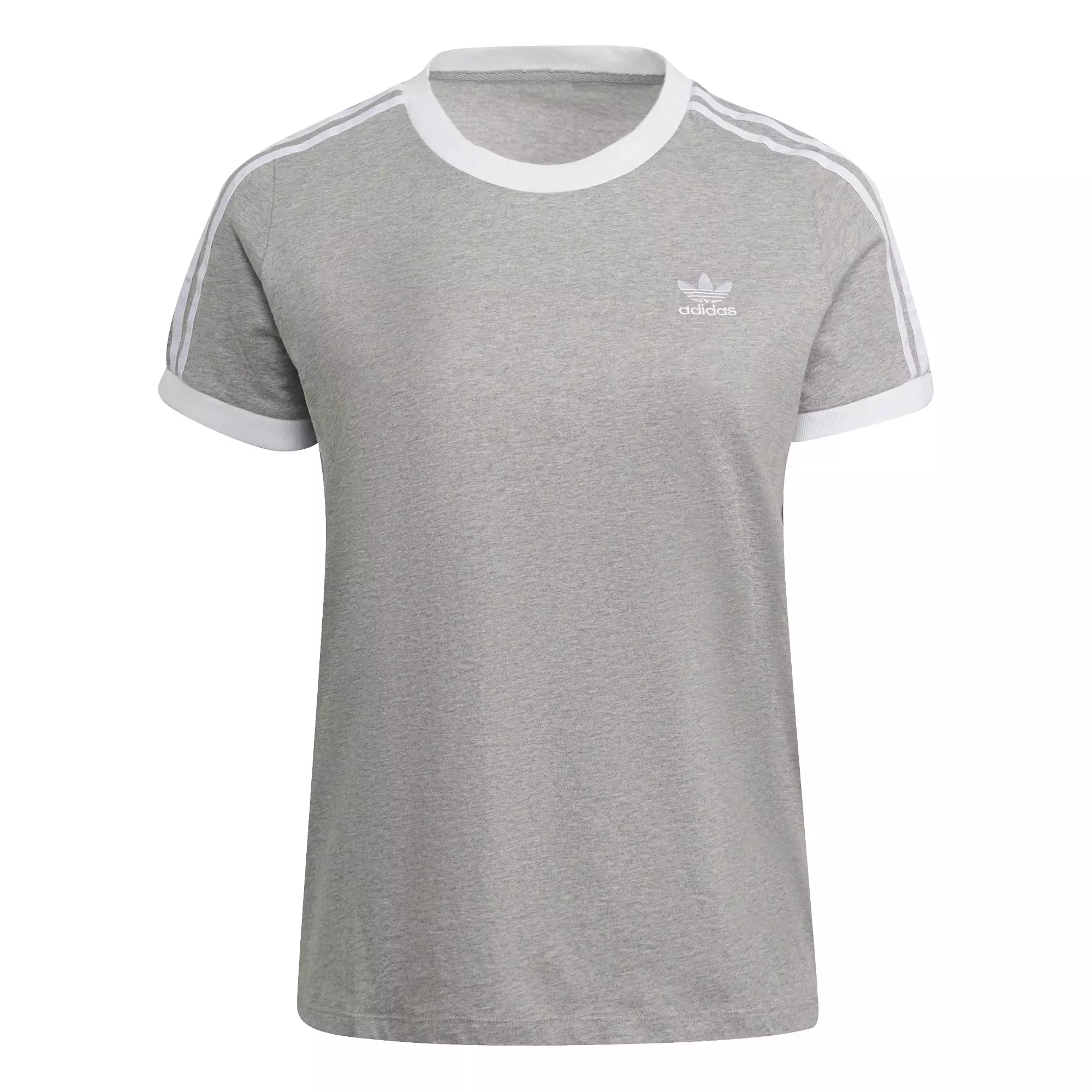 adidas Women's "Grey" 3-Stripes Tee (Plus Size) - GREY