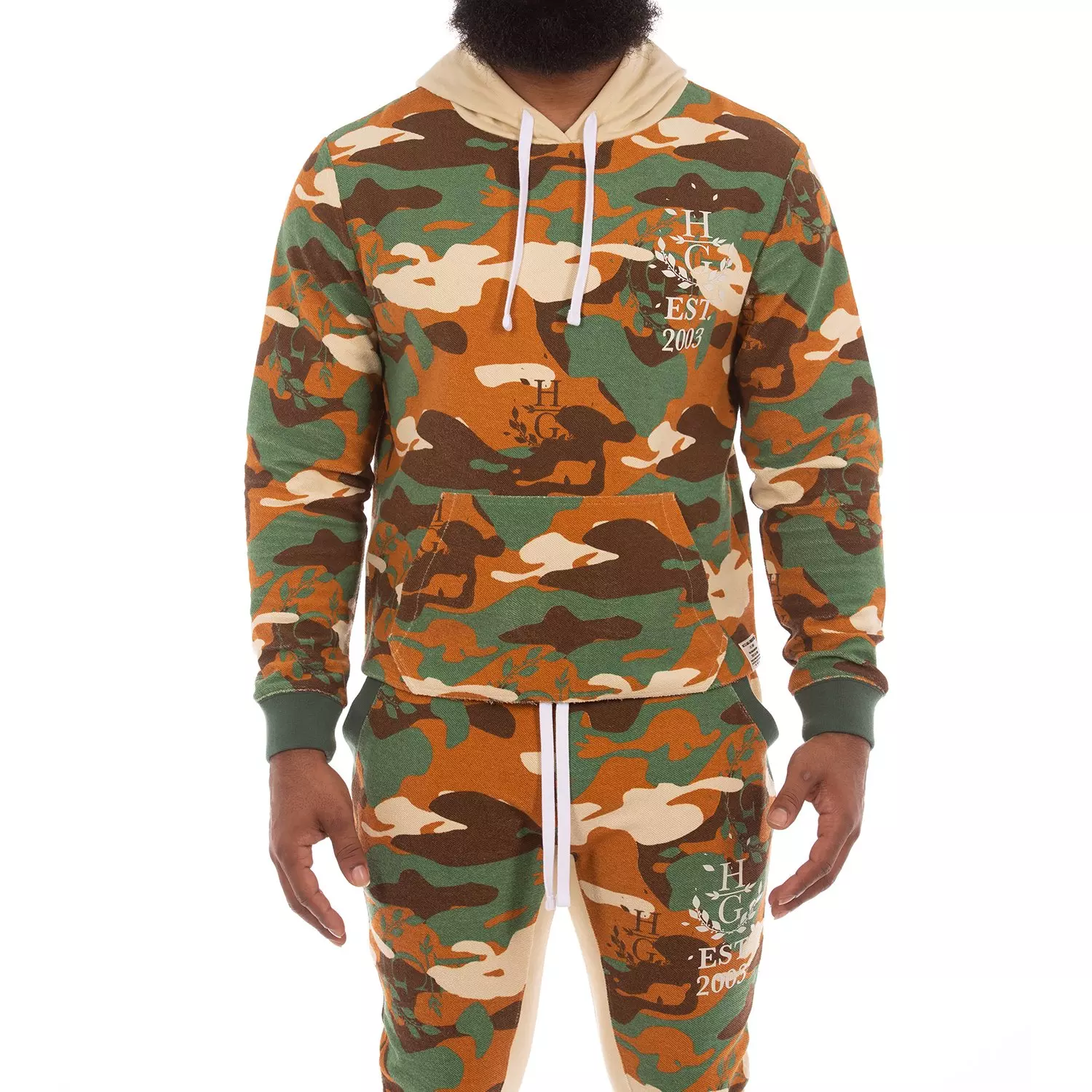 Hustle Gang Men's Duck Hunt Hoodie-Orange - ORANGE