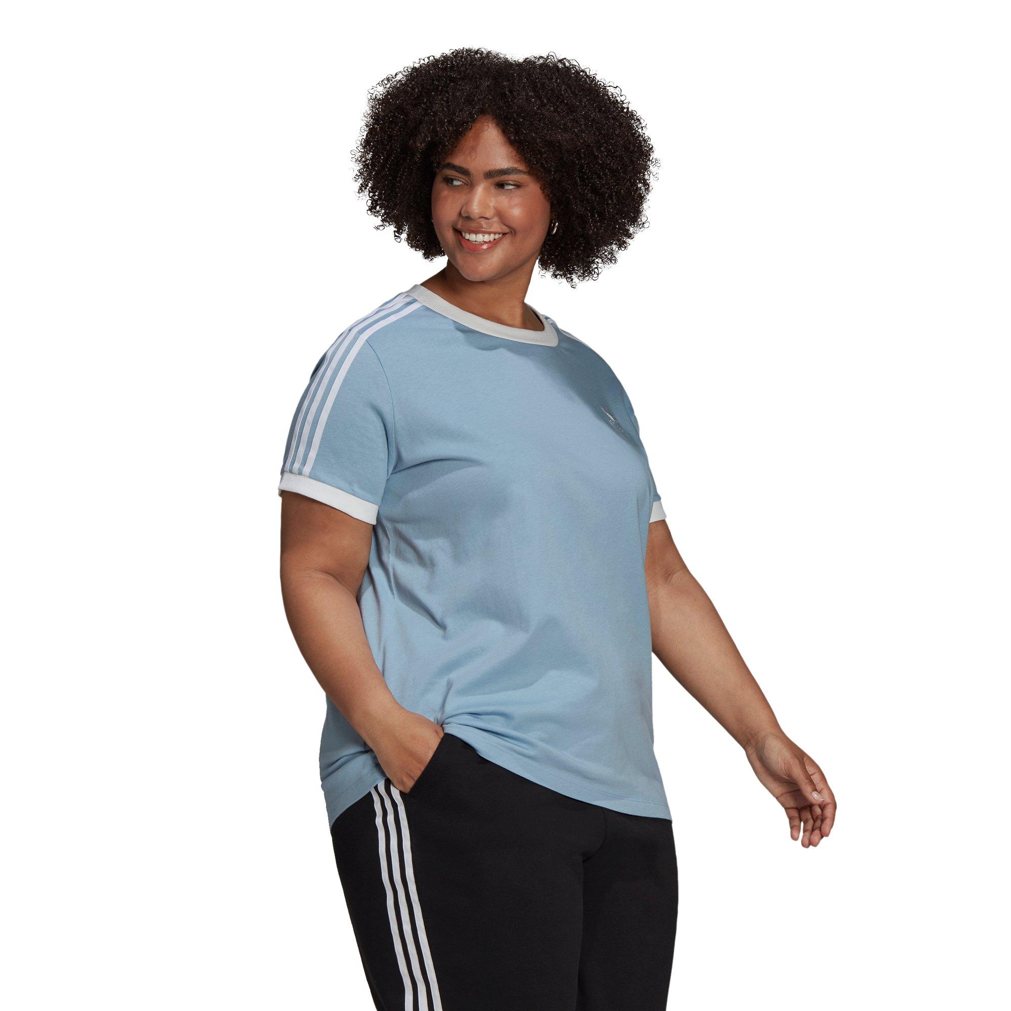 adidas Women's " Lt Blue" 3-Stripes Tee (Plus Size) - AS SHOWN Thumbnail View 3