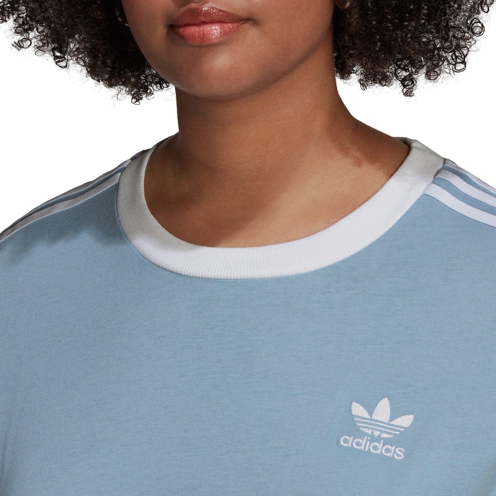 adidas Women's " Lt Blue" 3-Stripes Tee (Plus Size) - AS SHOWN Thumbnail View 4