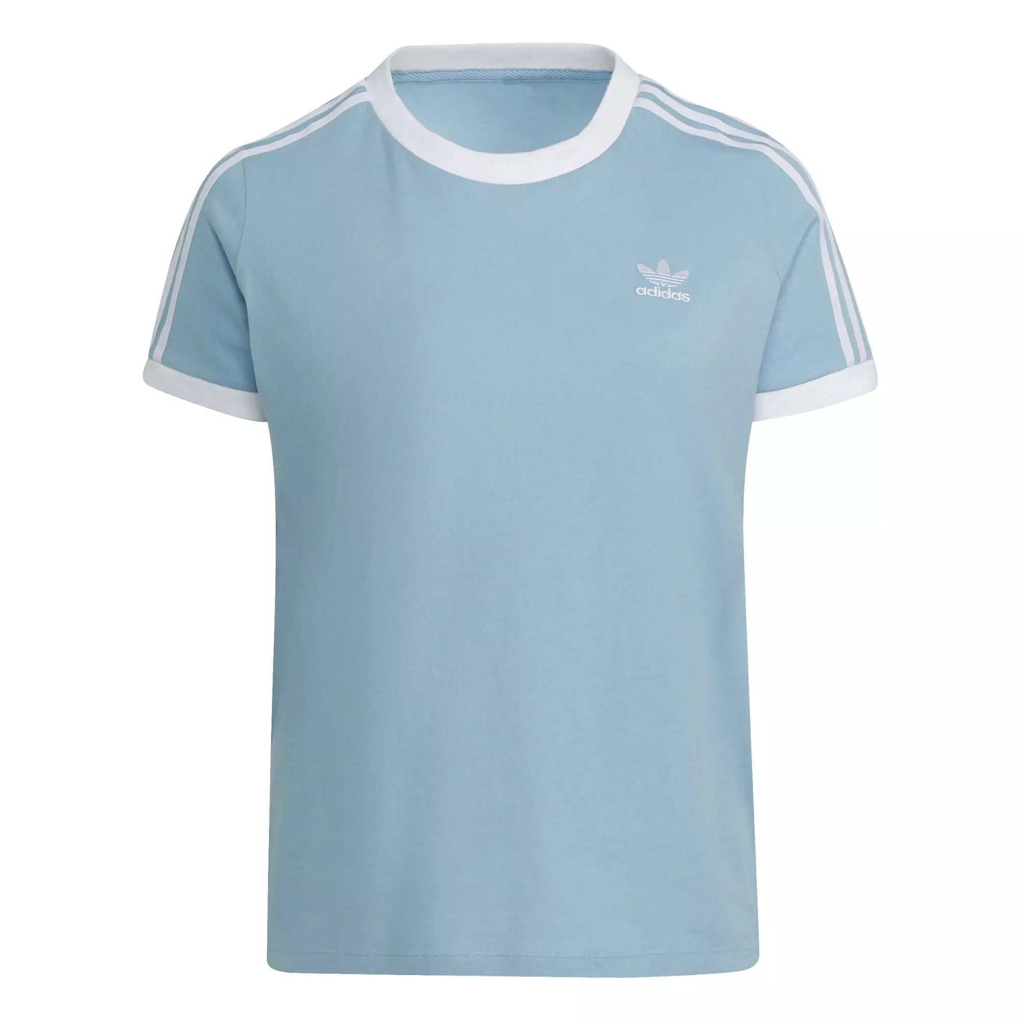 adidas Women's " Lt Blue" 3-Stripes Tee (Plus Size) - AS SHOWN