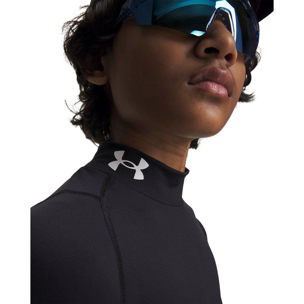 Under Armour Big Boys' HeatGear Mock Short Sheeve Shirt - Black - BLACK Thumbnail View 3