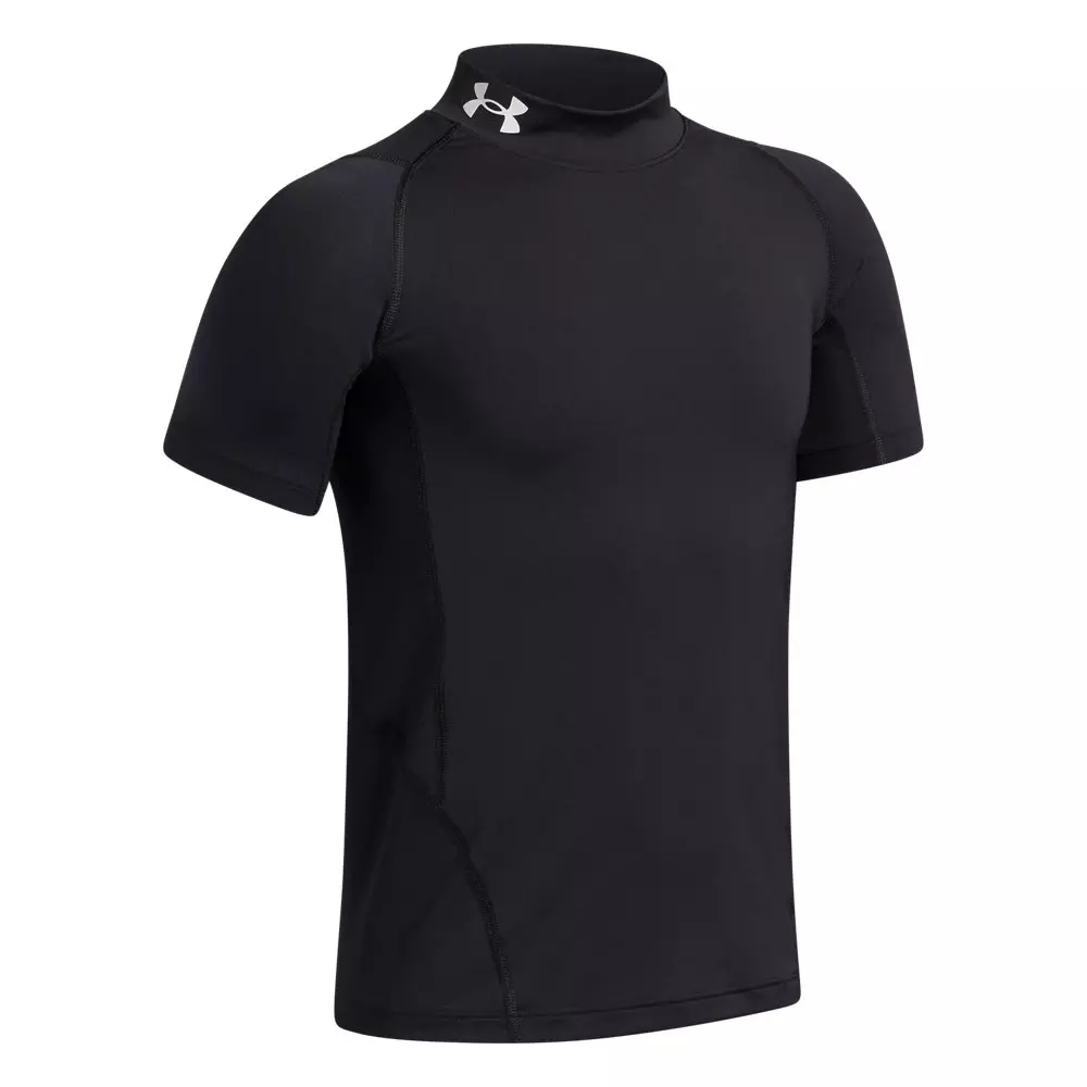 Under Armour Big Boys' HeatGear Mock Short Sheeve Shirt - Black - BLACK