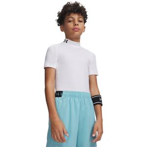 Under Armour Big Boys' HeatGear Mock Short Sheeve Shirt - White