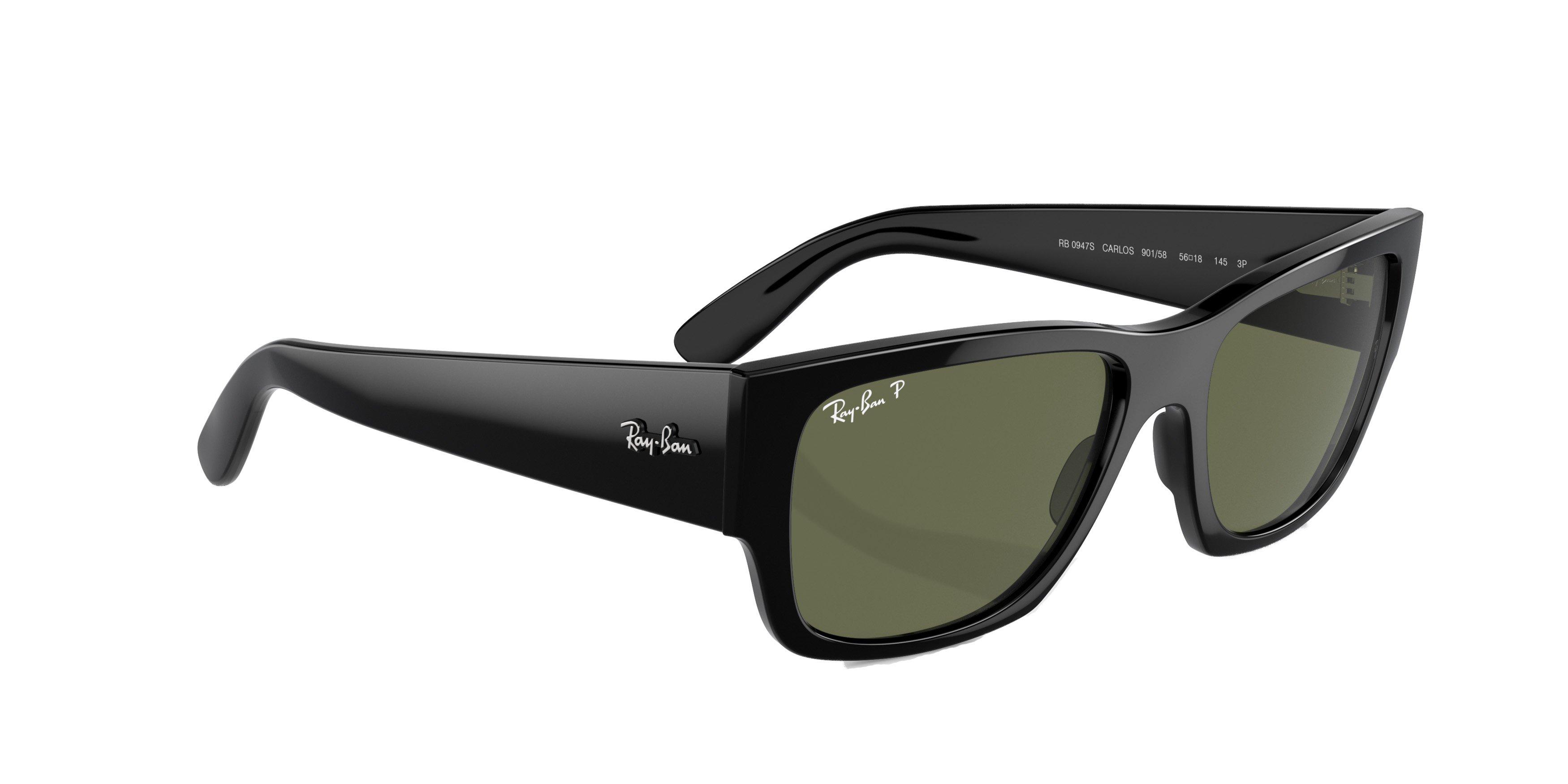 Ray-Ban Carlos Sunglasses - BLACK/GREEN Thumbnail View 4
