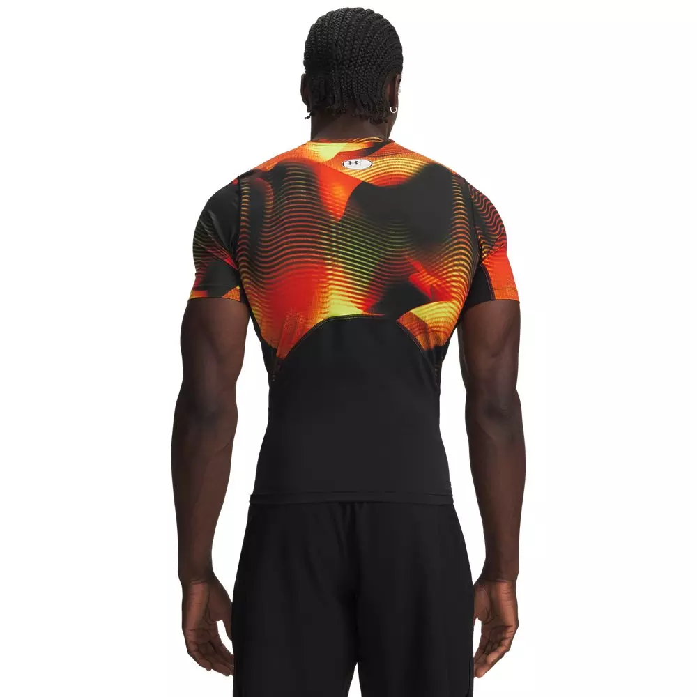 Under Armour Men's HeatGear Printed Short-Sleeve Shirt - Orange/Black/Yellow - ORANGE/BLACK/YELLOW