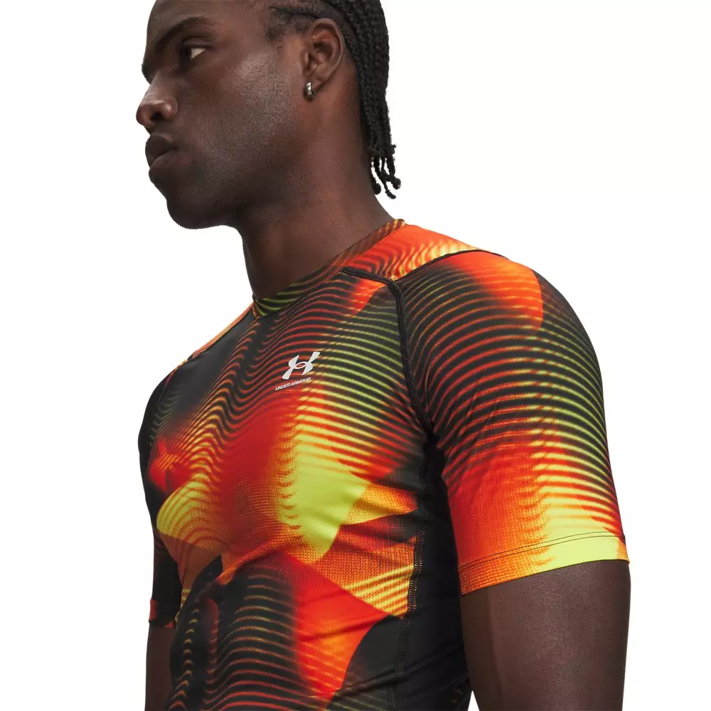 Under Armour Men's HeatGear Printed Short-Sleeve Shirt - Orange/Black/Yellow - ORANGE/BLACK/YELLOW