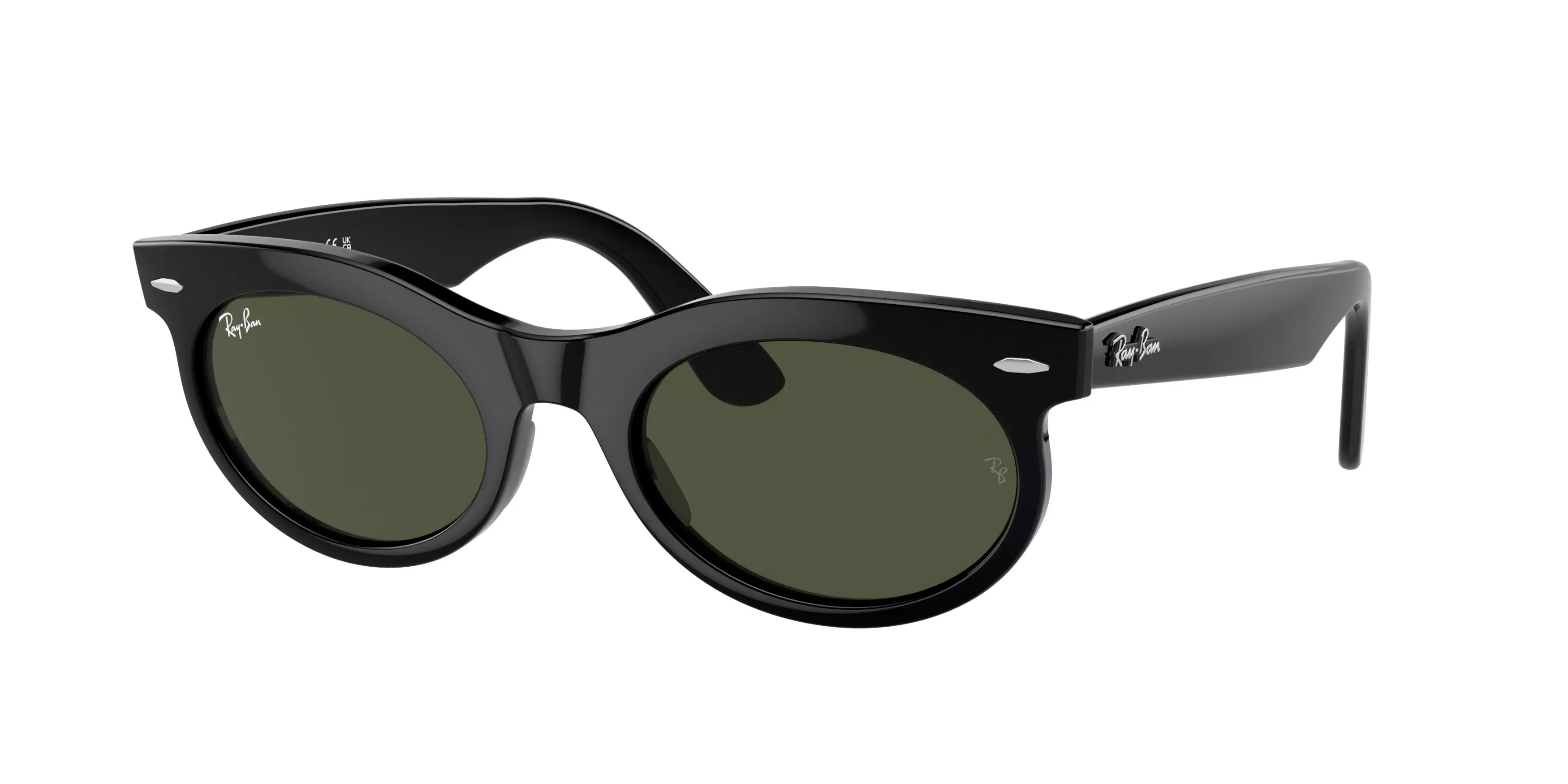 Ray-Ban Wayfarer Oval Sunglasses - BLACK/GREEN