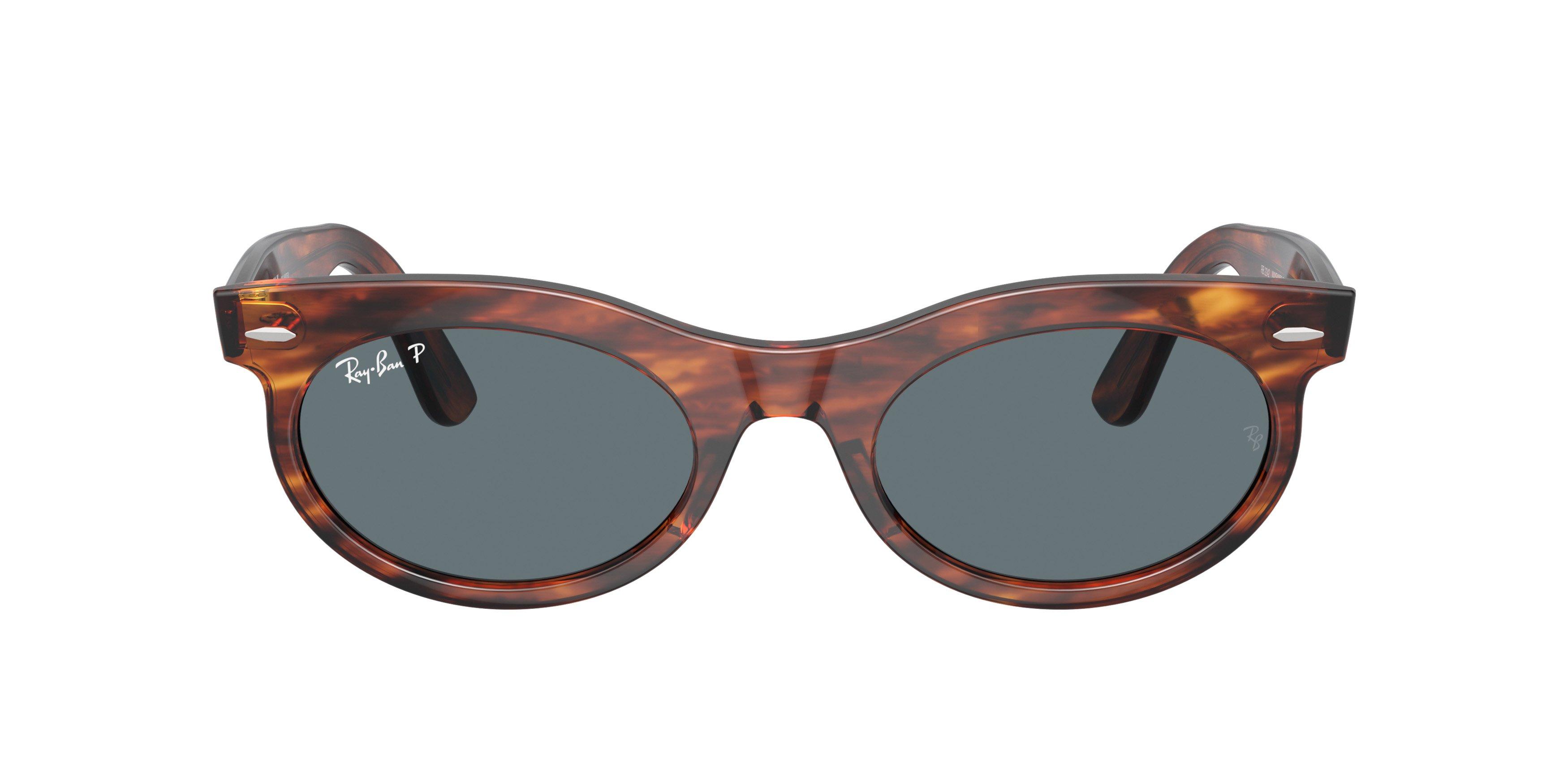 Ray-Ban Wayfarer Oval Striped Havana Sunglasses - BROWN Thumbnail View 3