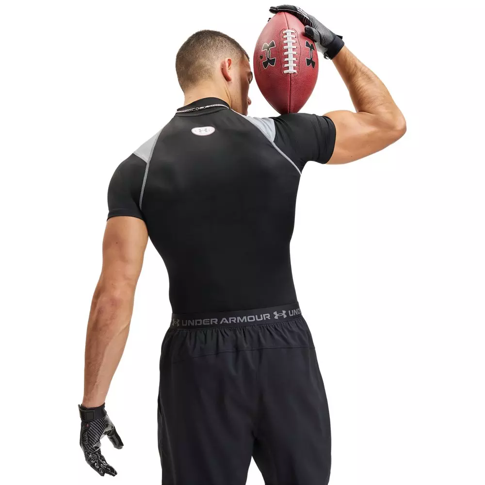 Under Armour Men's HeatGear Elite Compression Mock Short Sleeve - Black/Grey - BLACK/GREY