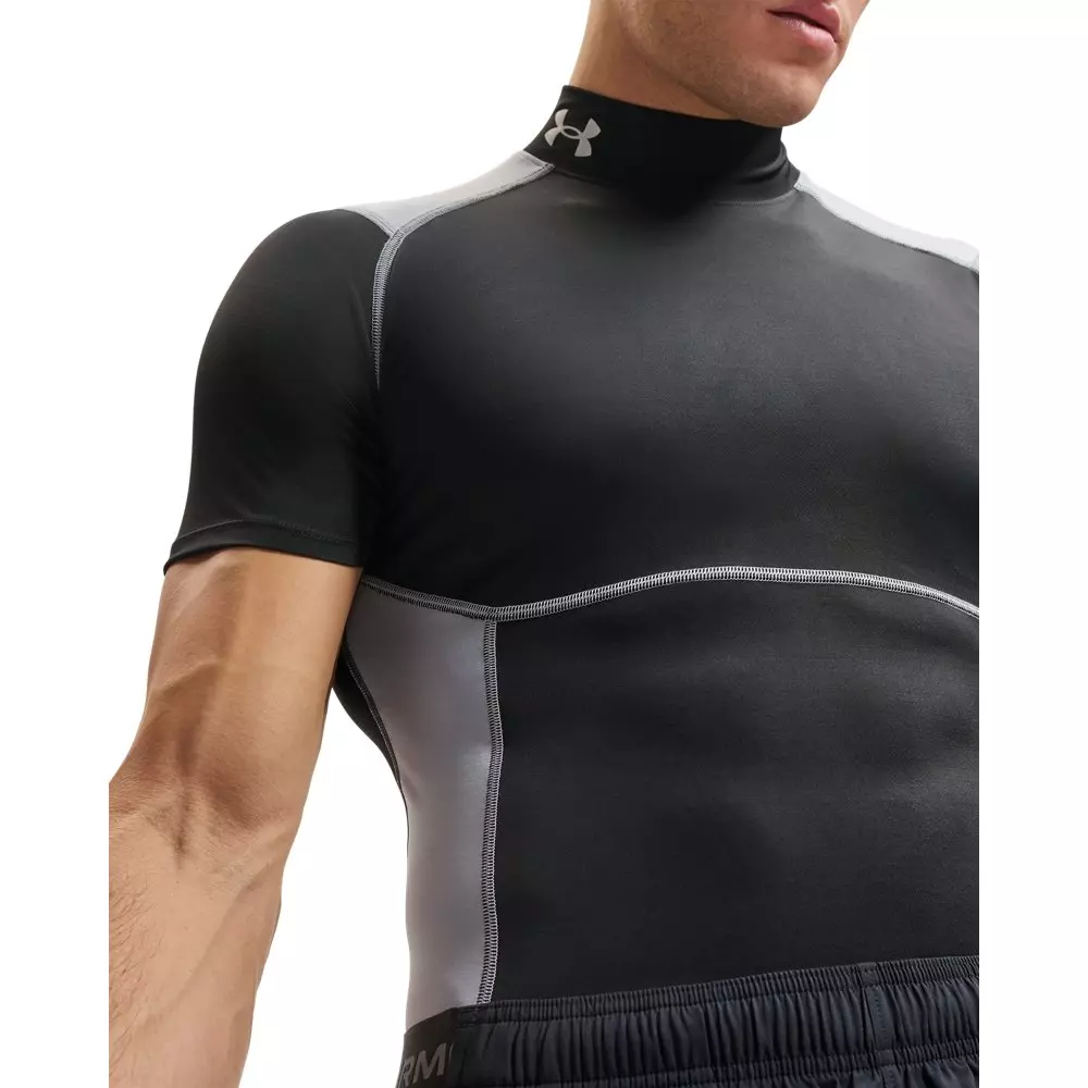 Under Armour Men's HeatGear Elite Compression Mock Short Sleeve - Black/Grey - BLACK/GREY