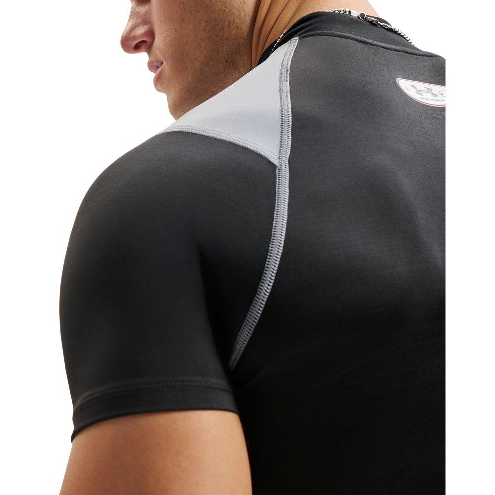 Under Armour Men's HeatGear Elite Compression Mock Short Sleeve - Black/Grey - BLACK/GREY Thumbnail View 4